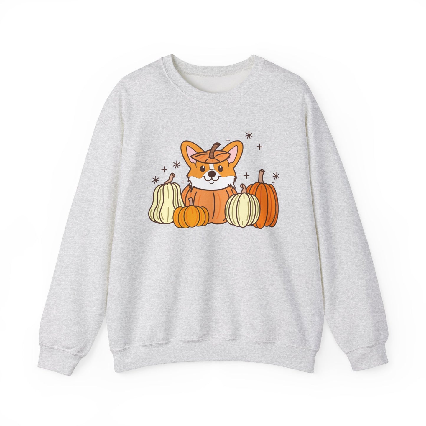 Corgi Pumpkin Spooky Season Pullover Sweatshirt | Pembroke Welsh Corgi Fall Crewneck Adult Unisex Fit Sweatshirt