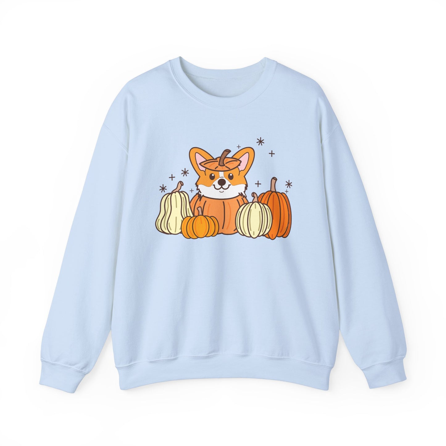 Corgi Pumpkin Spooky Season Pullover Sweatshirt | Pembroke Welsh Corgi Fall Crewneck Adult Unisex Fit Sweatshirt