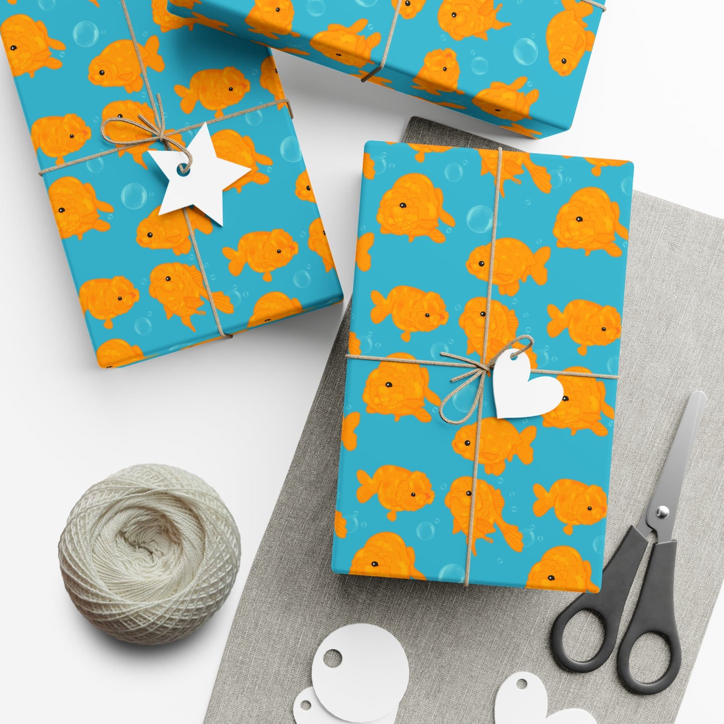 Wrapping Paper Sheets, Ryukin Goldfish Pattern Gift Wrap, Scrapbooking Paper, Craft Supplies, DIY Projects, Fish Lover Gift