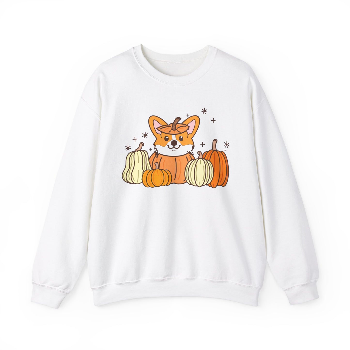 Corgi Pumpkin Spooky Season Pullover Sweatshirt | Pembroke Welsh Corgi Fall Crewneck Adult Unisex Fit Sweatshirt