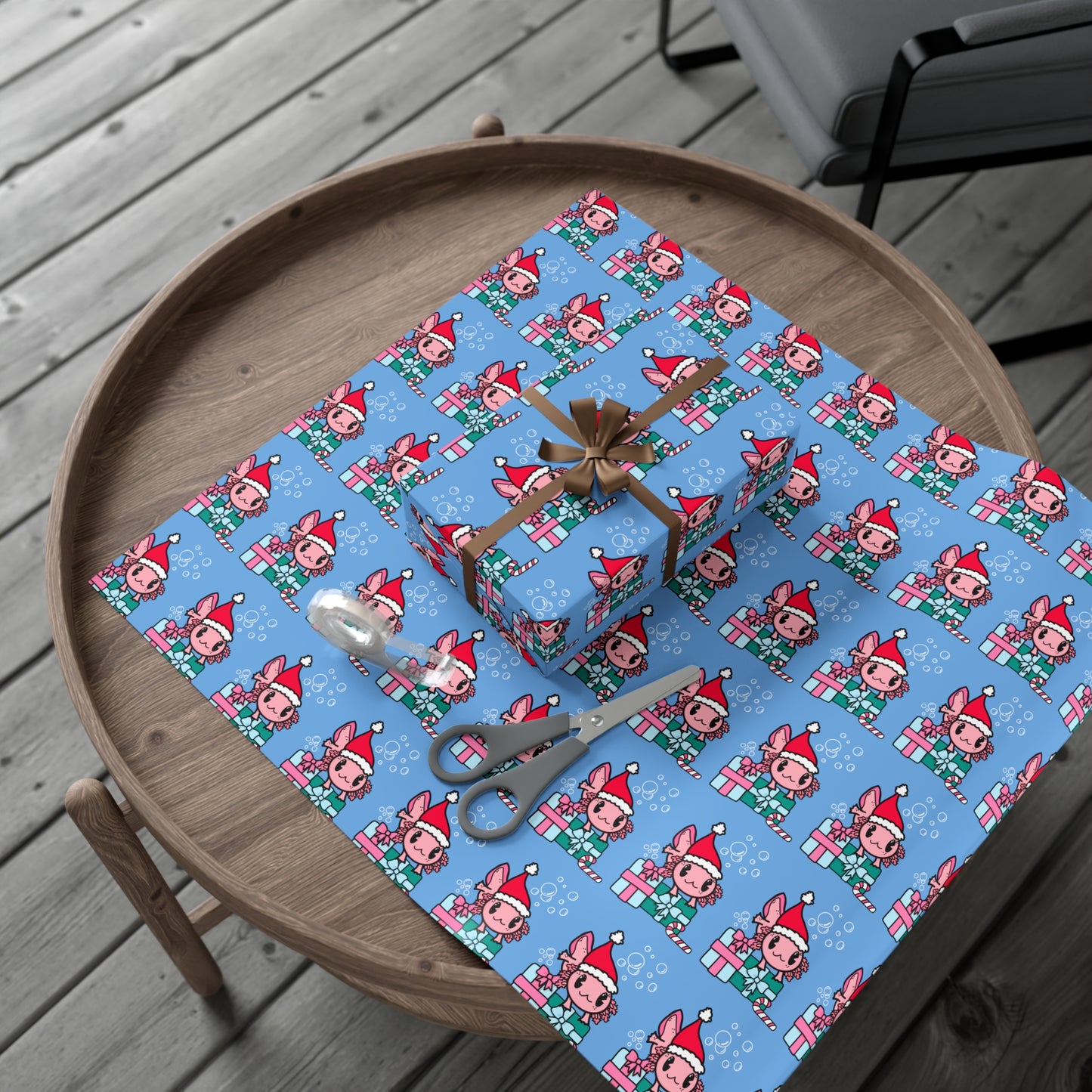 Christmas Axolotl Wrapping Paper - Cute Holiday Gift Wrap, Festive Amphibian-Themed Wrapping Paper, Unique Axolotl Lover Gift Wrap, Holiday Packaging