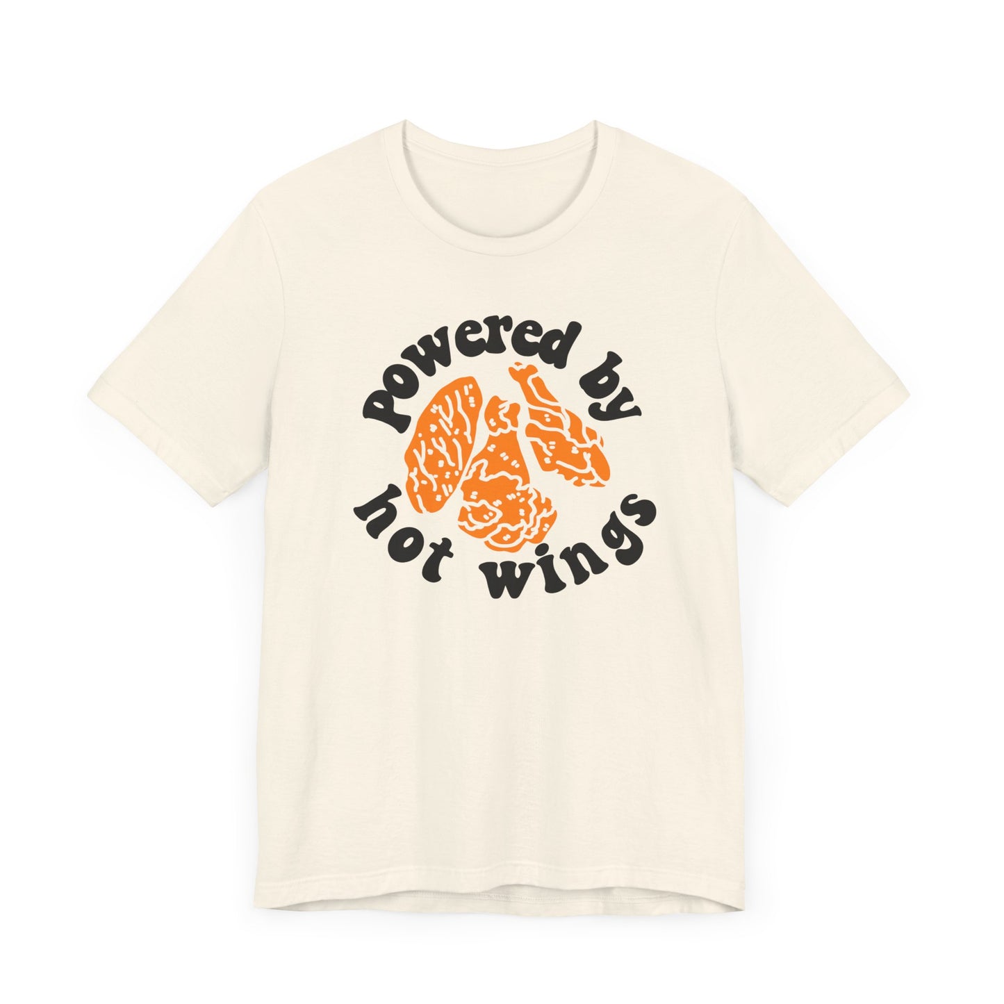 Powered by Hot Wings Graphic Tee - Spicy Food Lover Shirt, Chicken Wings Tee, Funny Foodie Gift, Unisex Casual T-Shirt, Hot Sauce Apparel