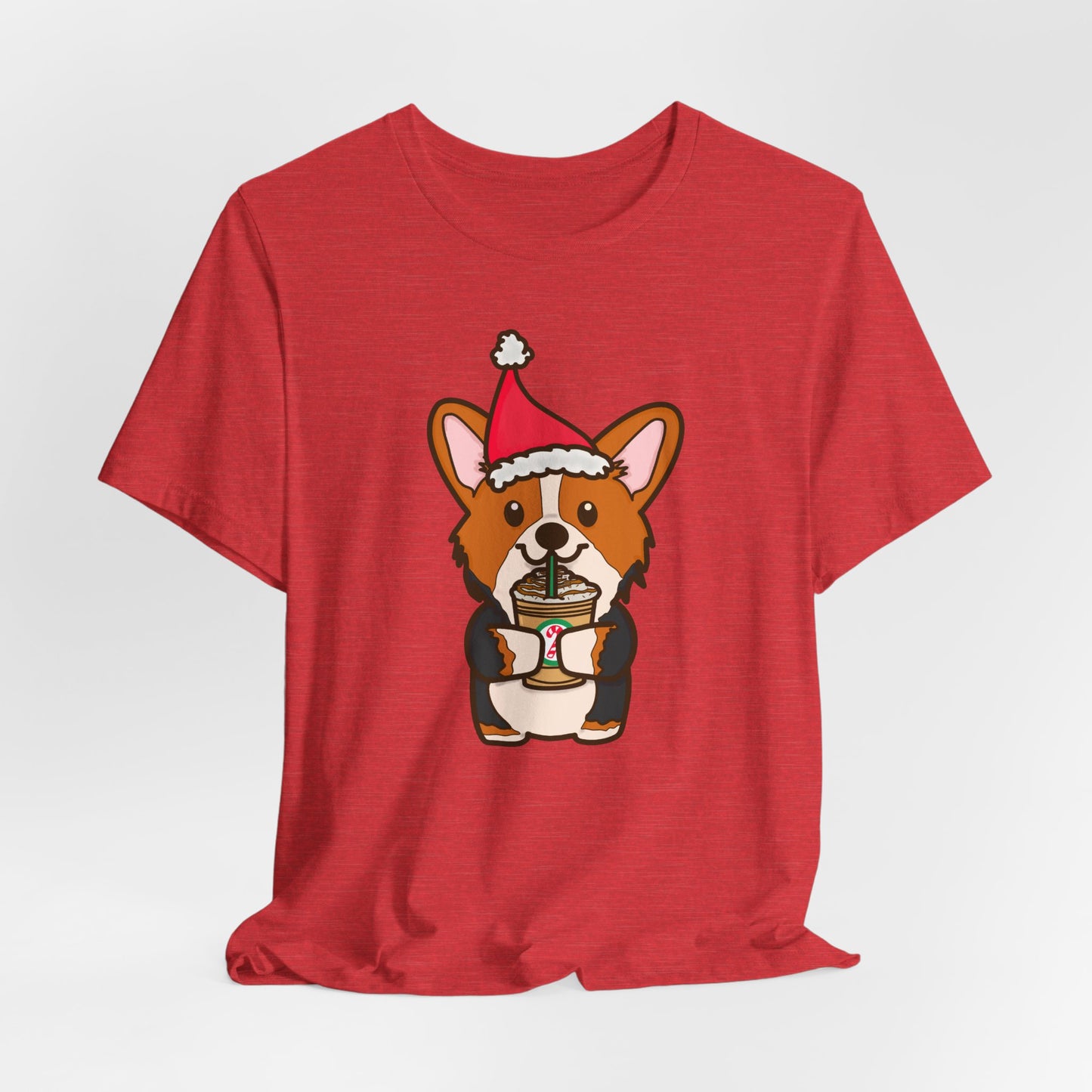 Christmas Red Tri-Color Corgi Dog T-shirt | Dog Christmas Shirt | Matching Christmas Shirts | Ladies Christmas Tee | Family Christmas Holiday Shirt