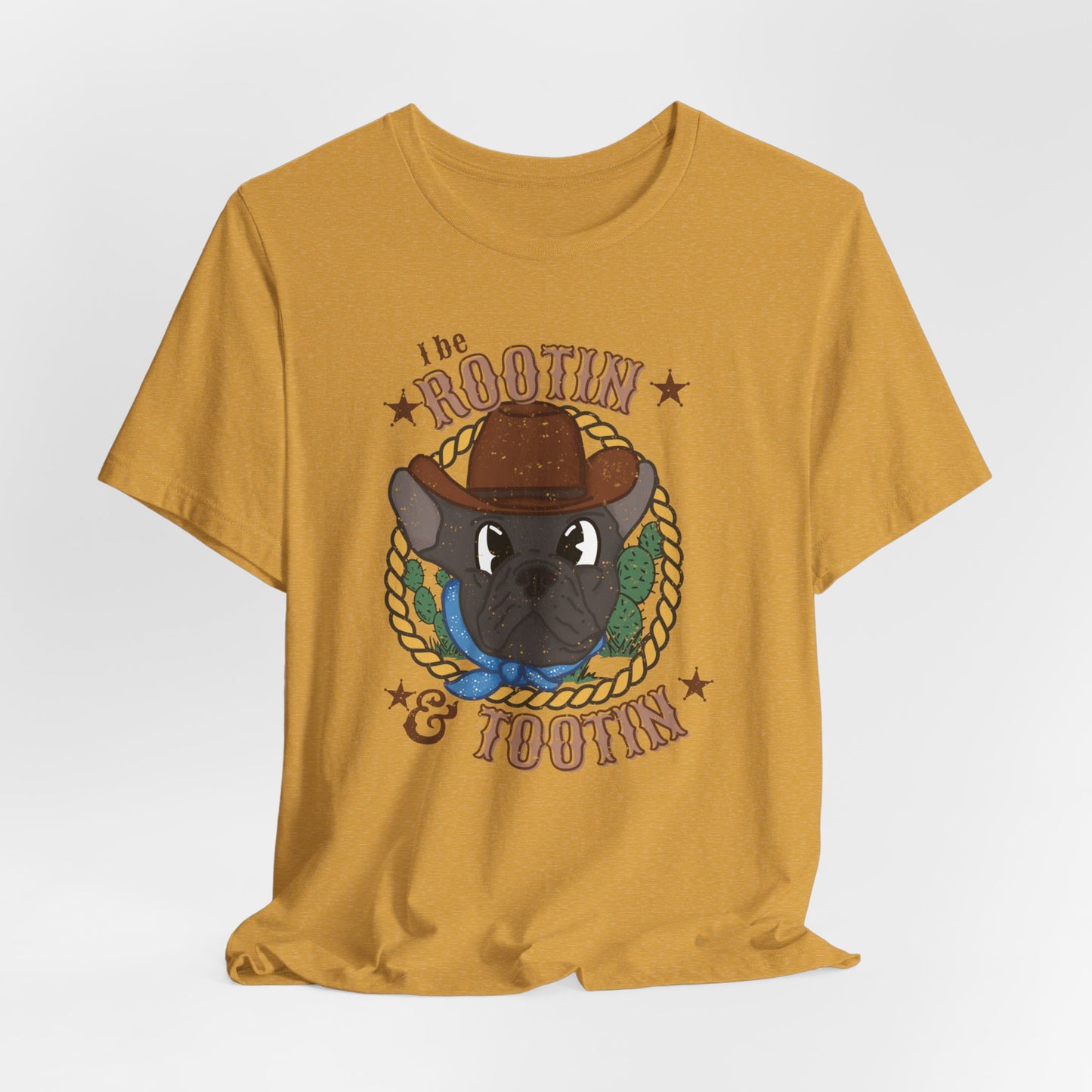 Cowboy French Bulldog | Western Rootin Tootin Frenchie graphic tee | Dog Lover Graphic Shirt | Cowboy Themed Tee | French Bulldog Gifts