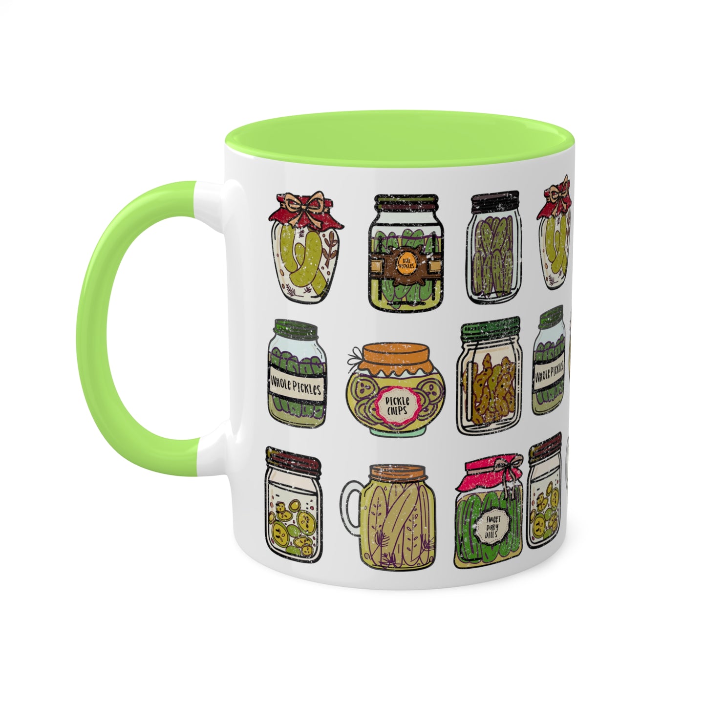 Pickle Jar Design 11oz Coffee Mug | Quirky Ceramic Cup for Pickle Lovers | Unique Kitchen Decor | Pickle Gifts | Pickle Art | Foodie Mug