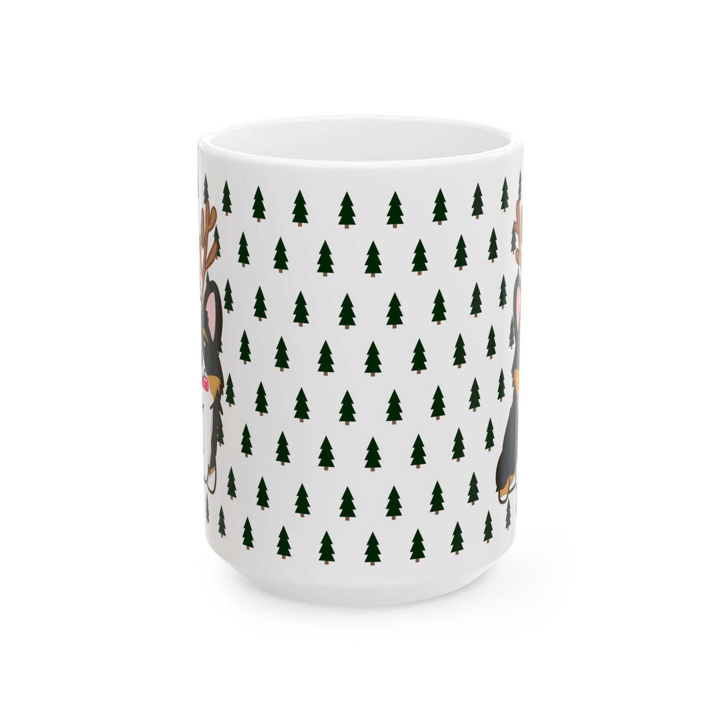Christmas corgi mug | Dog Lover Gift | Dog Ceramic Mug | Christmas Animal Mug | Hot Cocoa Mug | Black Tri Color Corgi