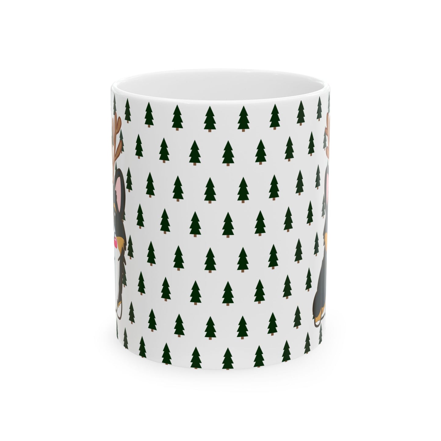 Christmas corgi mug | Dog Lover Gift | Dog Ceramic Mug | Christmas Animal Mug | Hot Cocoa Mug | Black Tri Color Corgi