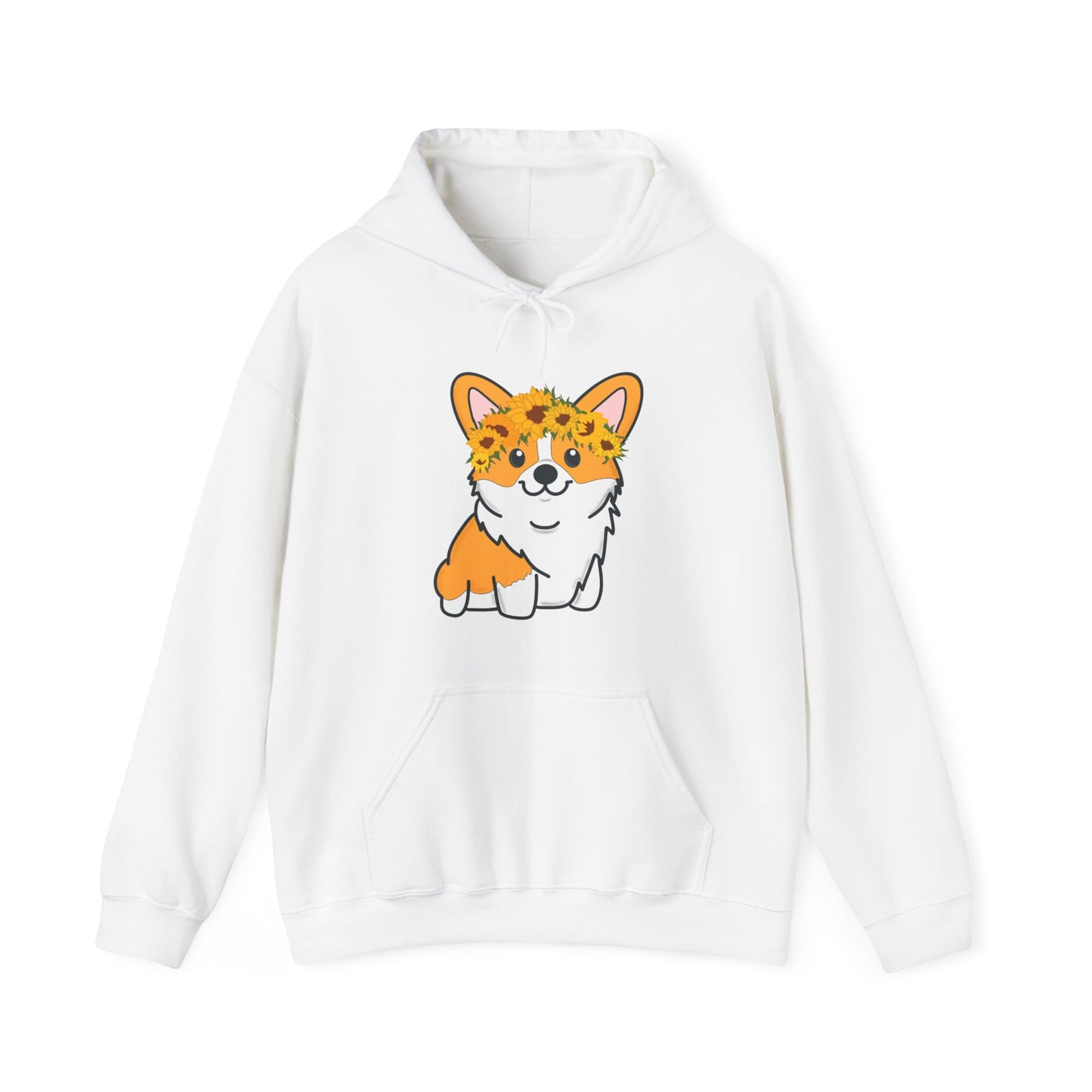 Corgi Sunflower Crown Hoodie| | Pembroke Welsh Corgi Sweatshirt | Corgi Sweater | Dog Lover Gifts | Dog Graphic Hooded Sweatshirt