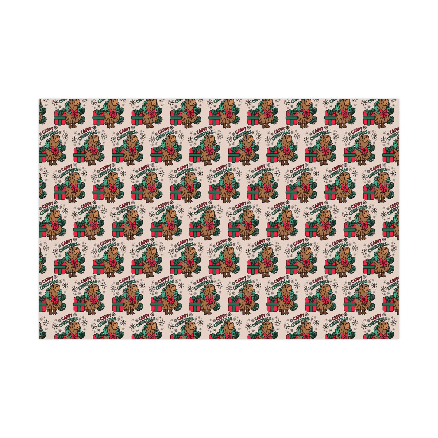Cappy Christmas Capybara Wrapping Paper - Cute Holiday Gift Wrap, Festive Capybara-Themed Wrapping Paper, Unique Animal Lover Gift Wrap, Christmas Packaging