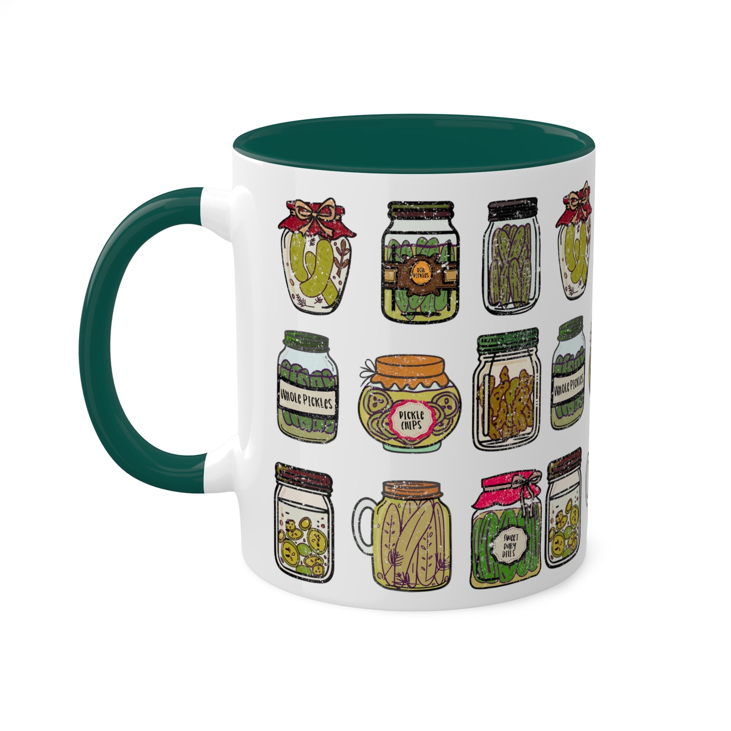 Pickle Jar Design 11oz Coffee Mug | Quirky Ceramic Cup for Pickle Lovers | Unique Kitchen Decor | Pickle Gifts | Pickle Art | Foodie Mug