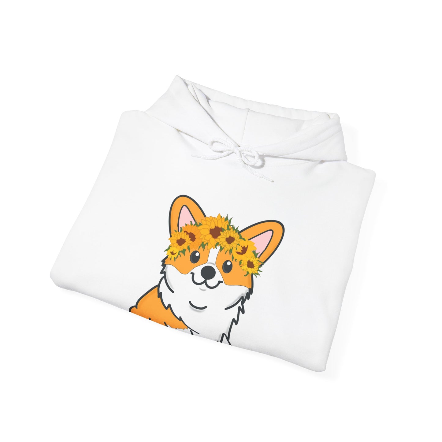 Corgi Sunflower Crown Hoodie| | Pembroke Welsh Corgi Sweatshirt | Corgi Sweater | Dog Lover Gifts | Dog Graphic Hooded Sweatshirt