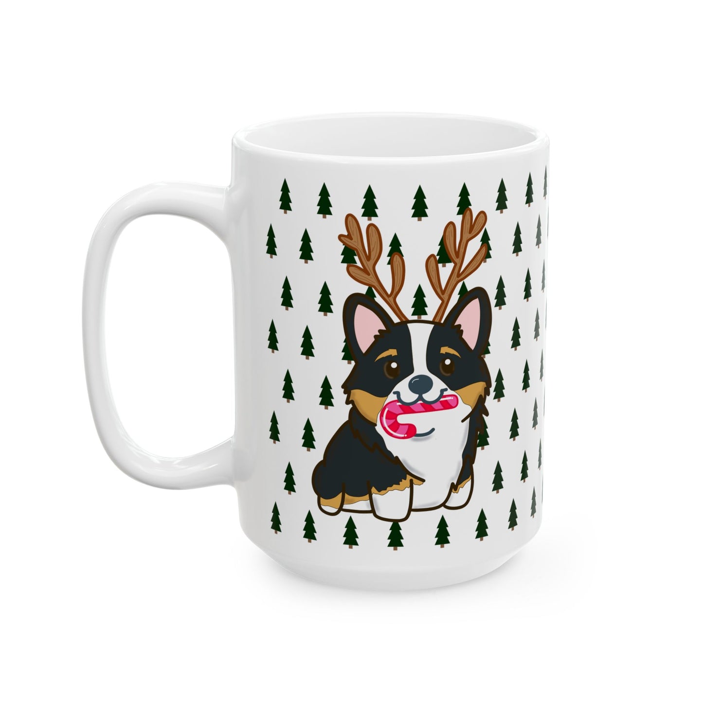 Christmas corgi mug | Dog Lover Gift | Dog Ceramic Mug | Christmas Animal Mug | Hot Cocoa Mug | Black Tri Color Corgi