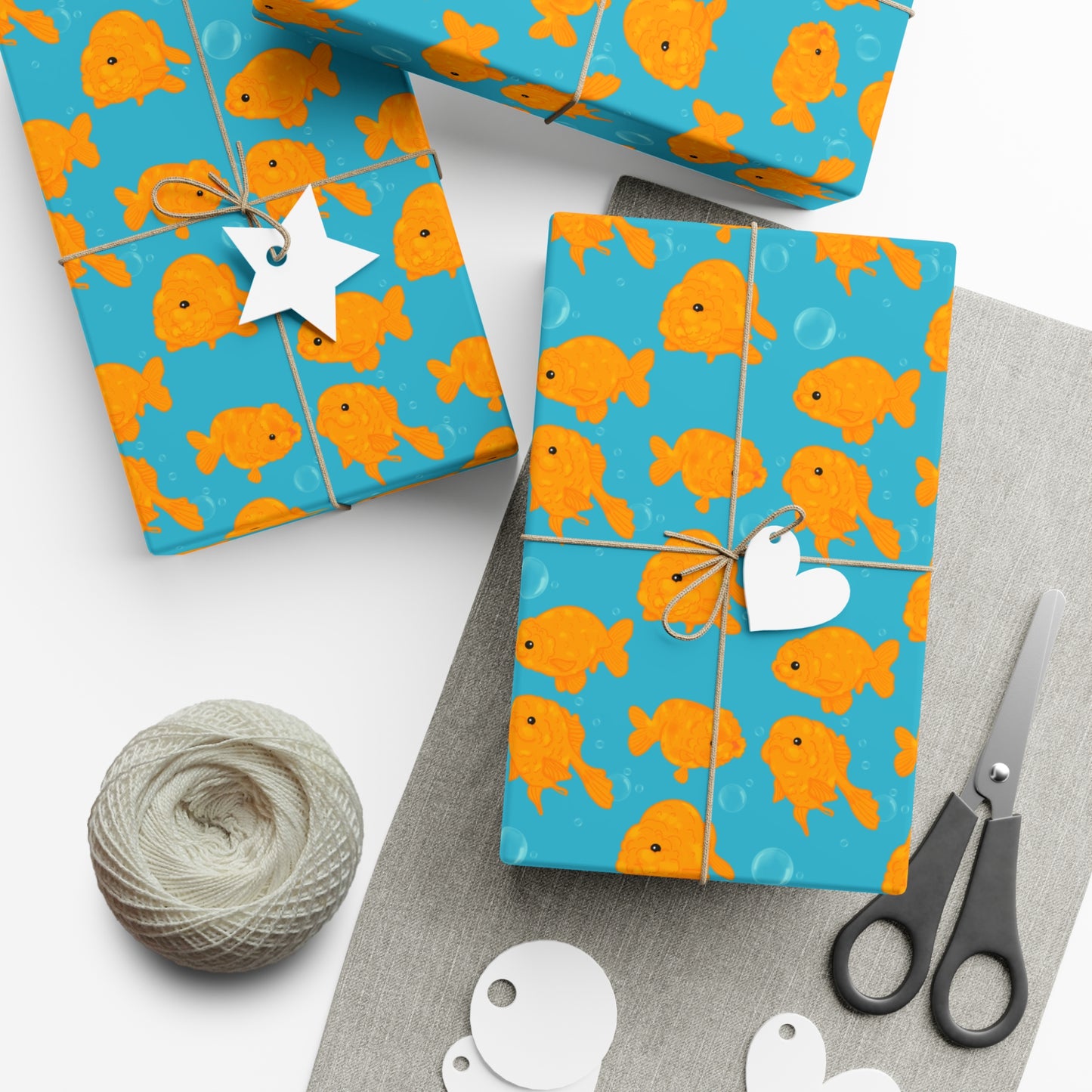 Wrapping Paper Sheets, Ryukin Goldfish Pattern Gift Wrap, Scrapbooking Paper, Craft Supplies, DIY Projects, Fish Lover Gift