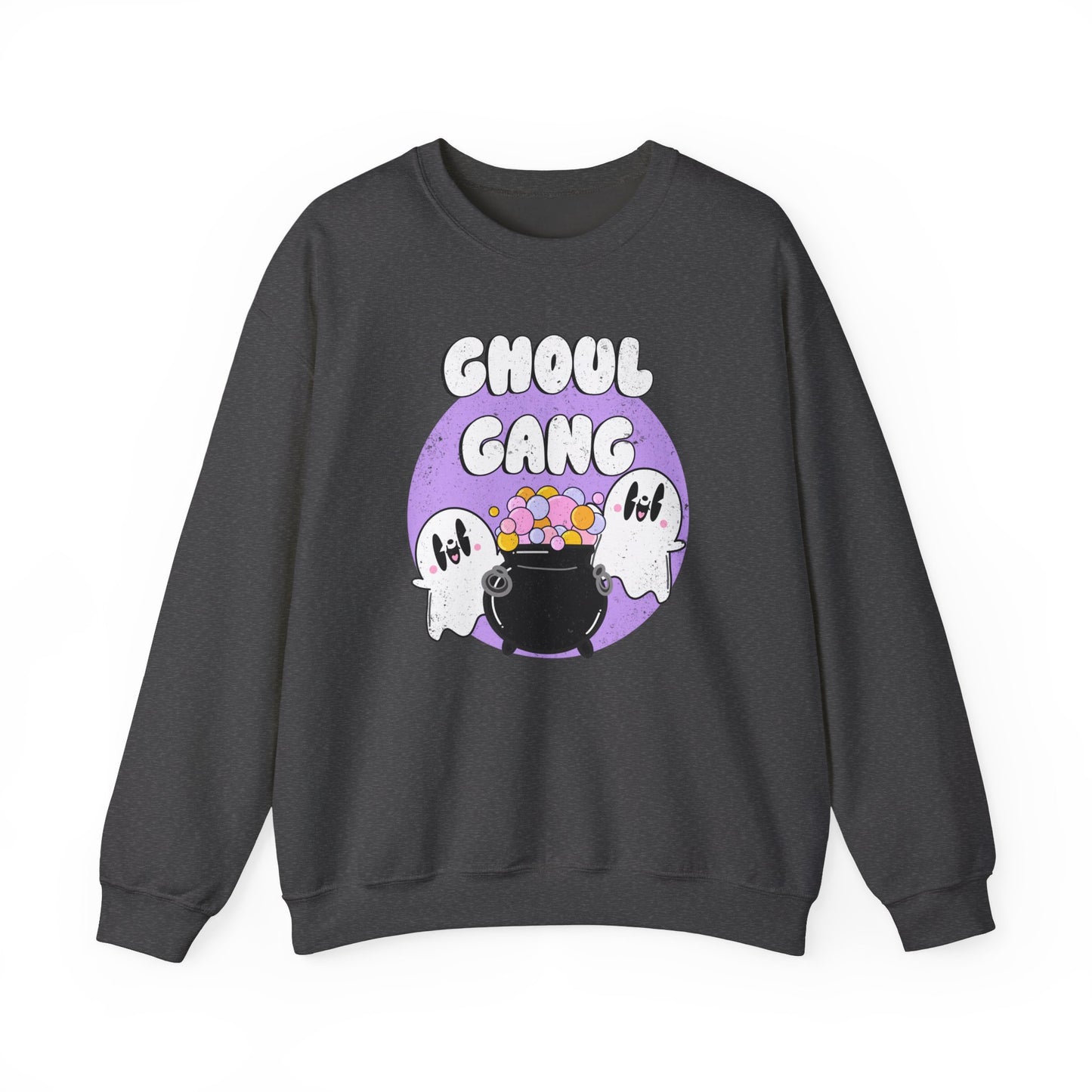 Ghoul Gang Spooky Season Pullover Sweatshirt | Ghost Retro Crewneck Adult Unisex Fit Sweatshirt