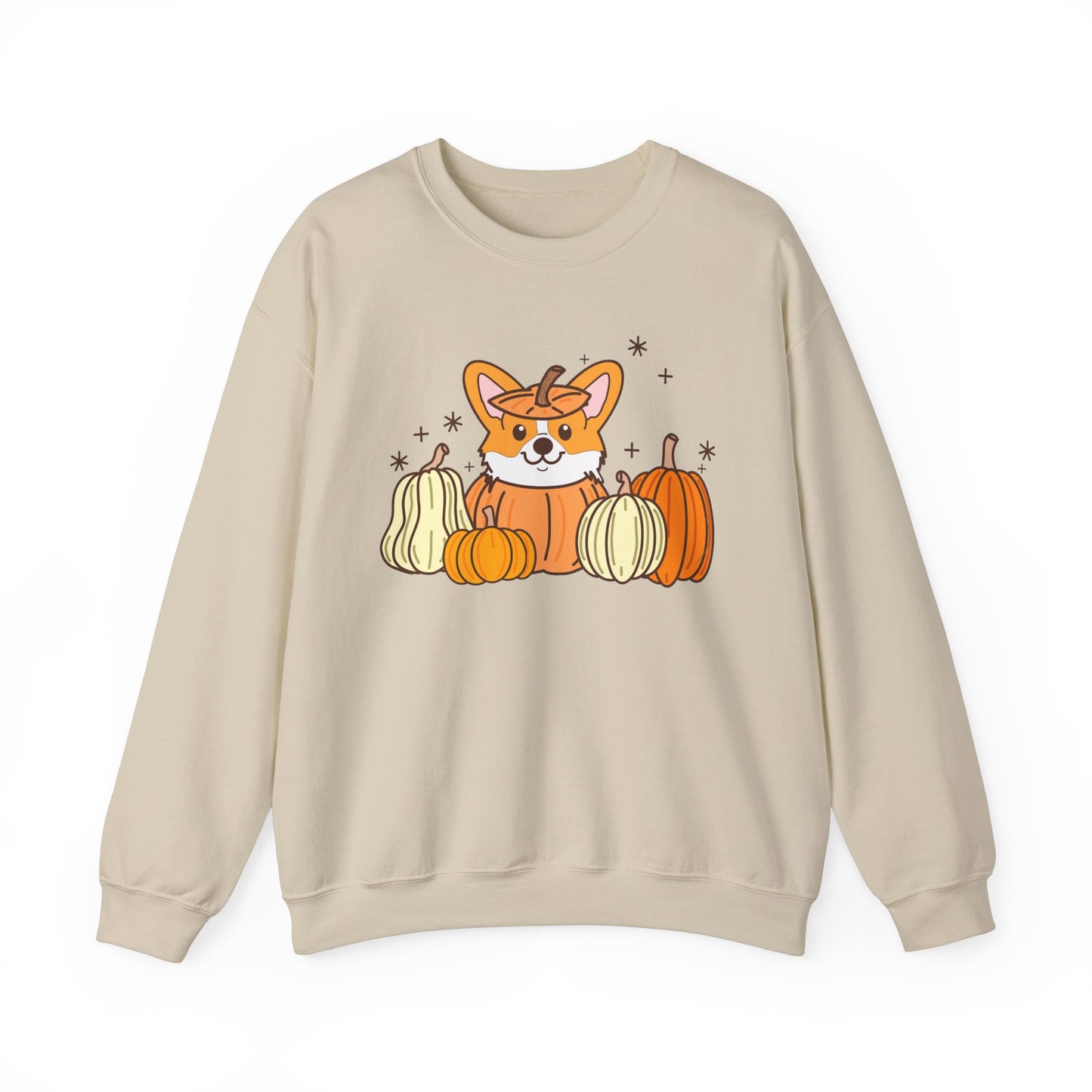 Corgi Pumpkin Spooky Season Pullover Sweatshirt | Pembroke Welsh Corgi Fall Crewneck Adult Unisex Fit Sweatshirt