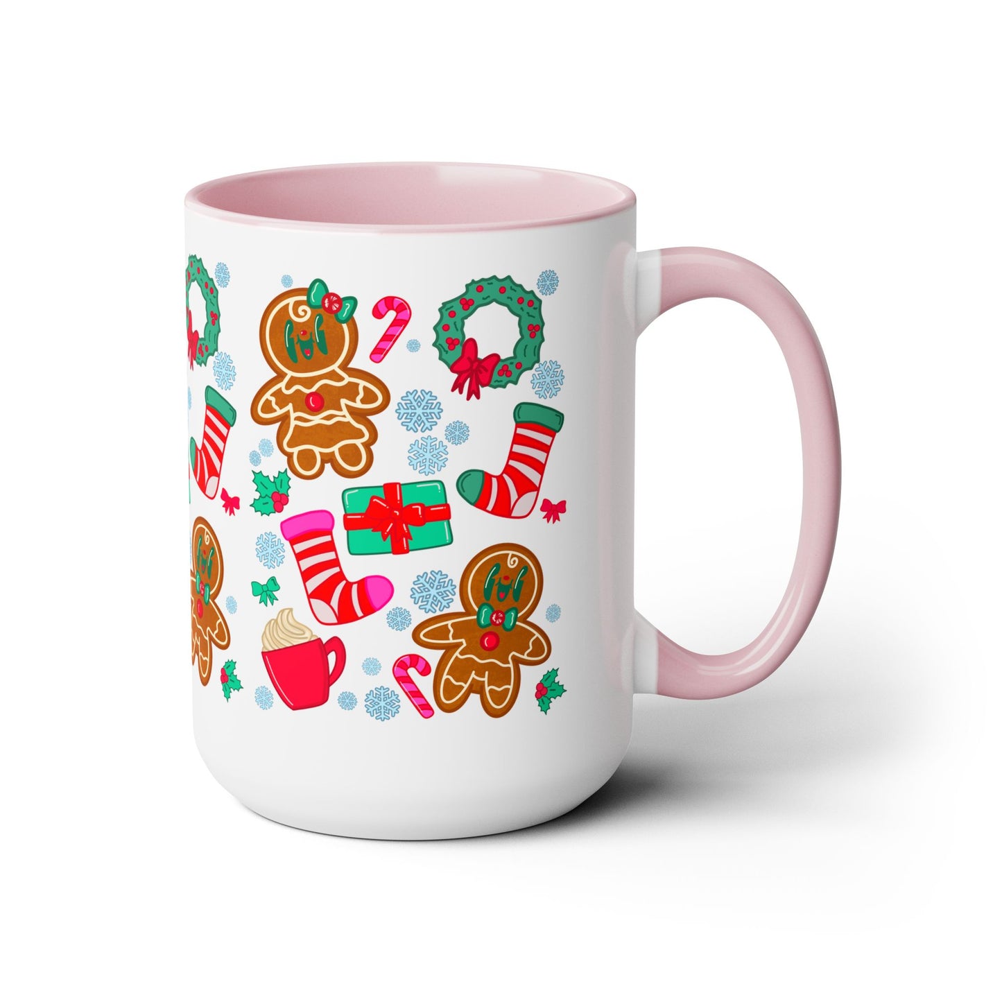 Christmas Pattern Coffee Mug | Festive Holiday Drinkware for Winter Season | Unique Xmas Gift Idea | Ceramic Holiday Cup | Gingerbread Mug