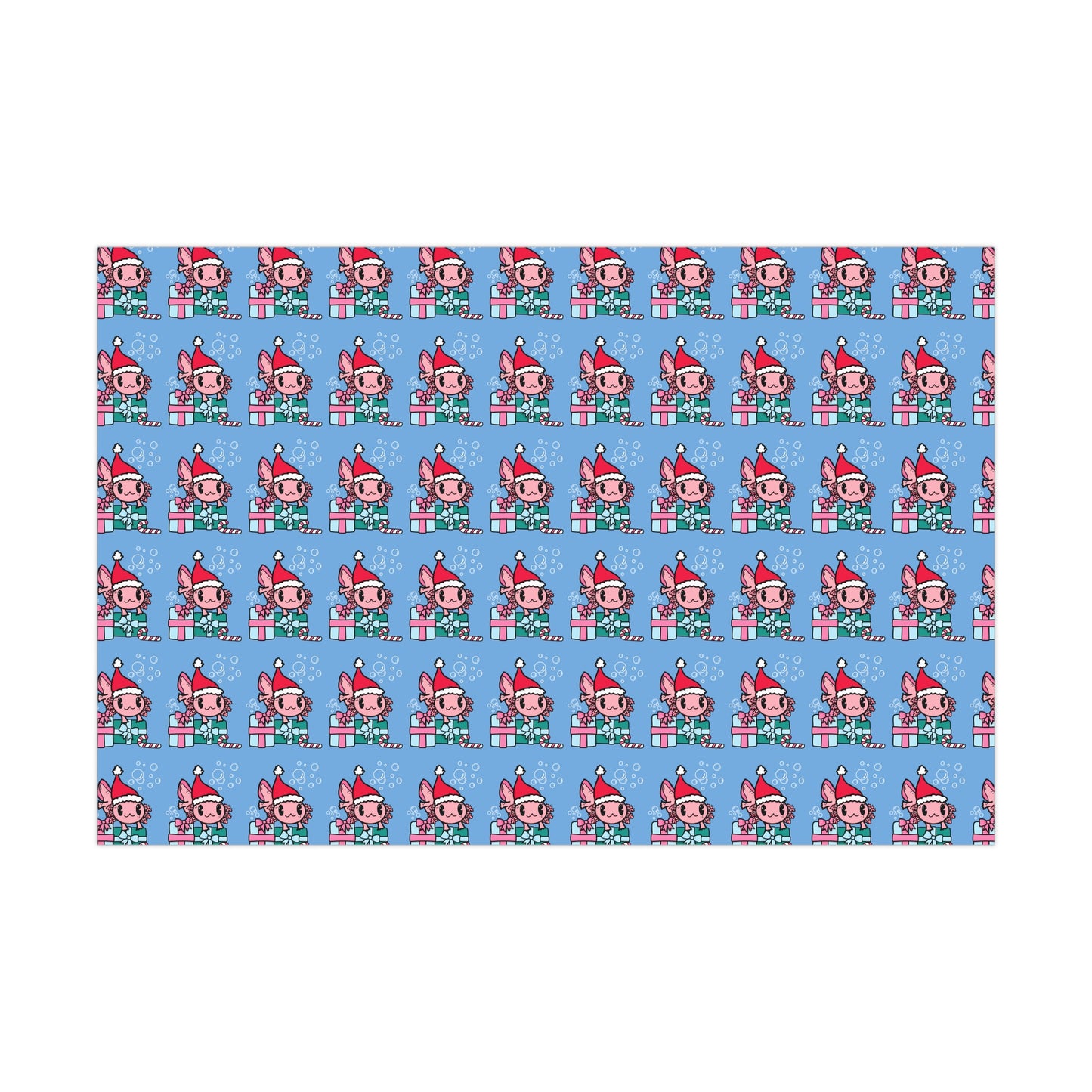Christmas Axolotl Wrapping Paper - Cute Holiday Gift Wrap, Festive Amphibian-Themed Wrapping Paper, Unique Axolotl Lover Gift Wrap, Holiday Packaging