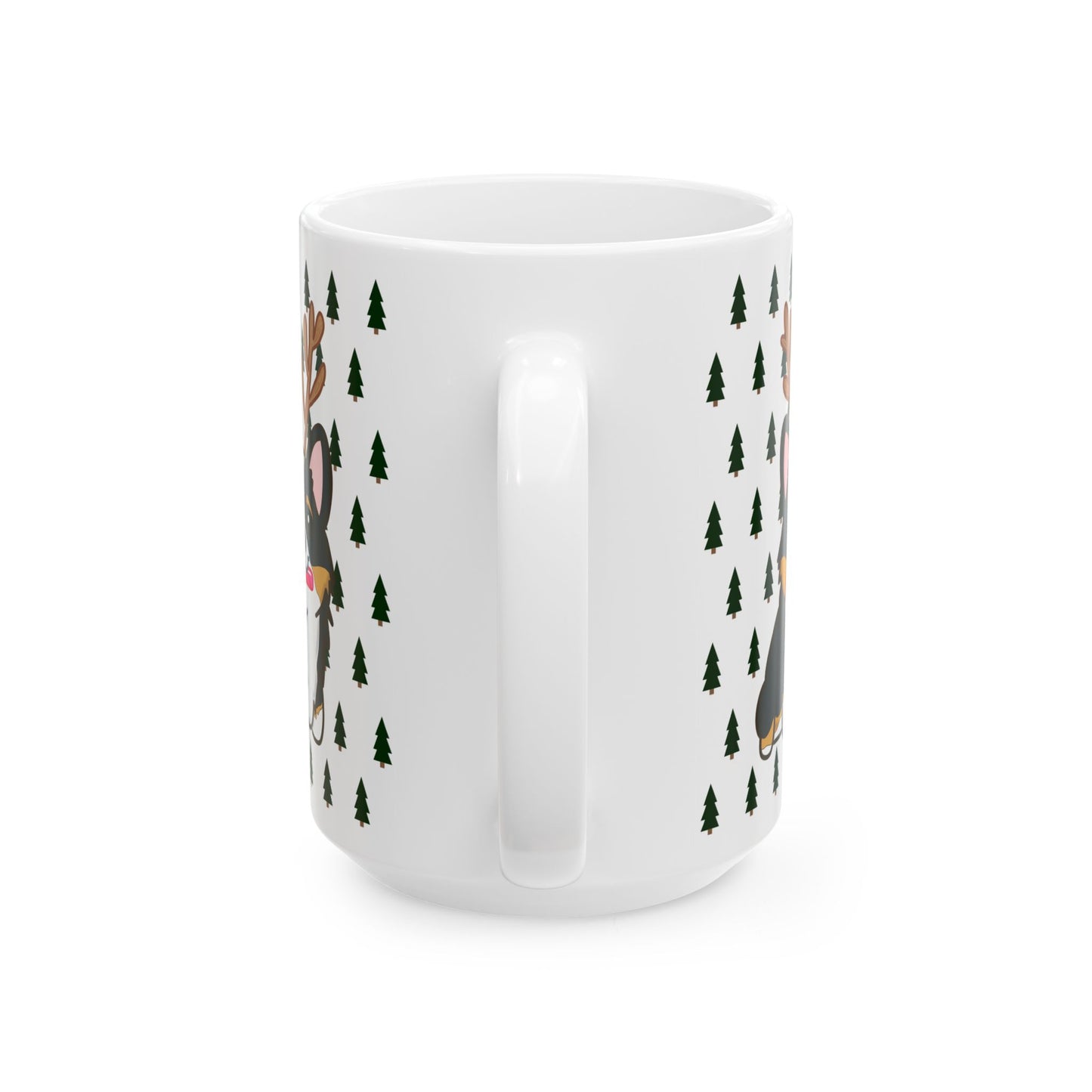 Christmas corgi mug | Dog Lover Gift | Dog Ceramic Mug | Christmas Animal Mug | Hot Cocoa Mug | Black Tri Color Corgi