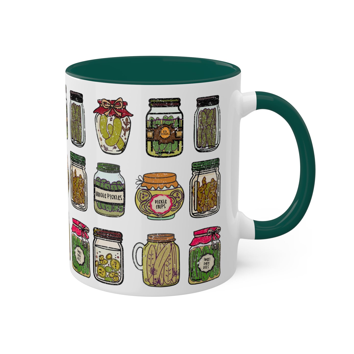 Pickle Jar Design 11oz Coffee Mug | Quirky Ceramic Cup for Pickle Lovers | Unique Kitchen Decor | Pickle Gifts | Pickle Art | Foodie Mug
