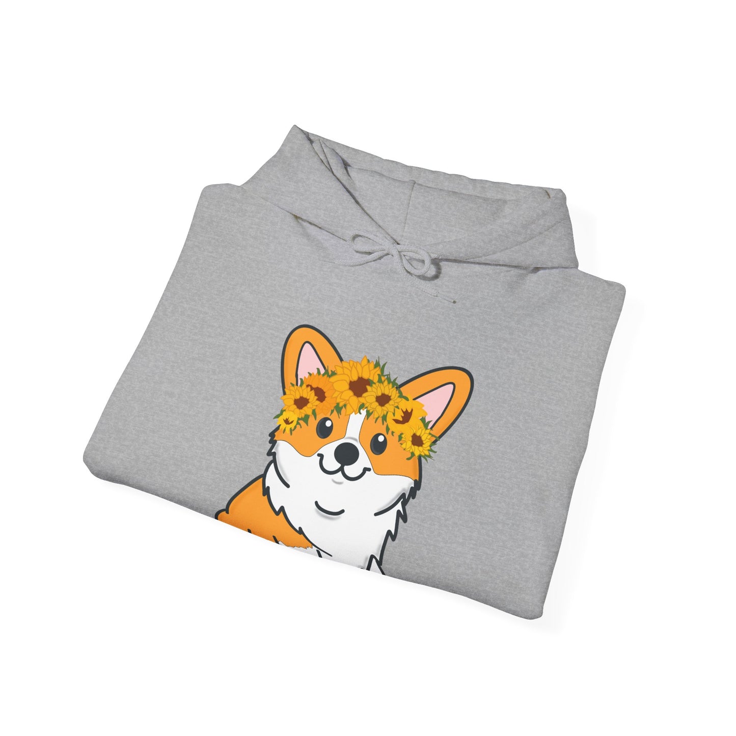 Corgi Sunflower Crown Hoodie| | Pembroke Welsh Corgi Sweatshirt | Corgi Sweater | Dog Lover Gifts | Dog Graphic Hooded Sweatshirt