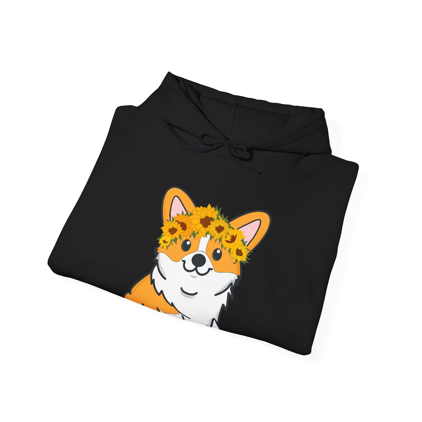 Corgi Sunflower Crown Hoodie| | Pembroke Welsh Corgi Sweatshirt | Corgi Sweater | Dog Lover Gifts | Dog Graphic Hooded Sweatshirt