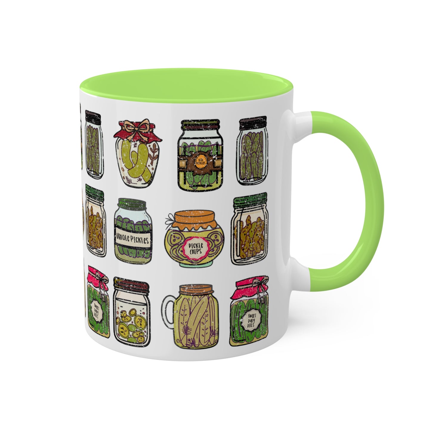 Pickle Jar Design 11oz Coffee Mug | Quirky Ceramic Cup for Pickle Lovers | Unique Kitchen Decor | Pickle Gifts | Pickle Art | Foodie Mug