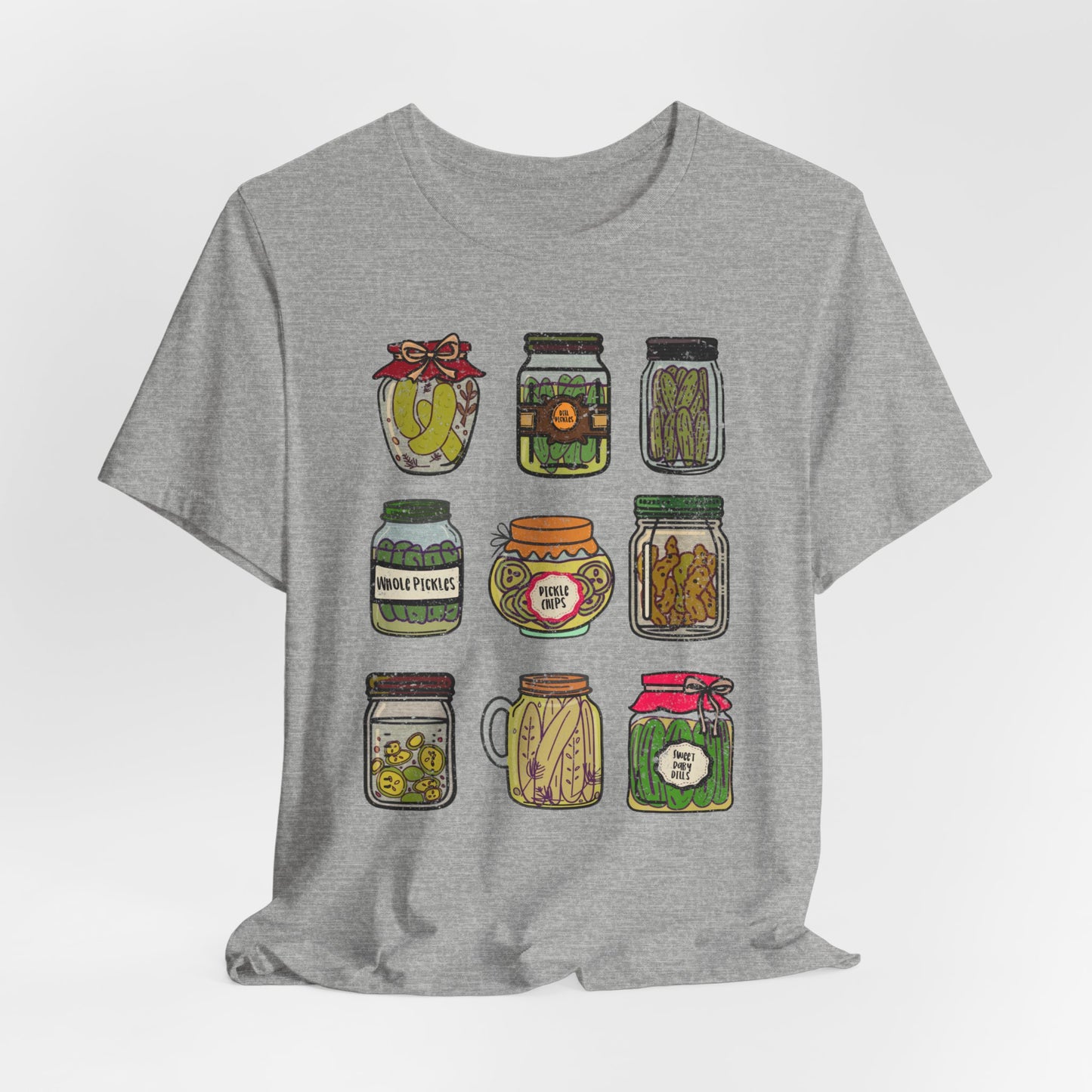 Pickle Jar Graphic Tee | Assorted Pickle Jar Design Tee | Foodie Shirt for Pickle Enthusiasts | Pickle Gifts | Pickle Lover Graphic Shirt
