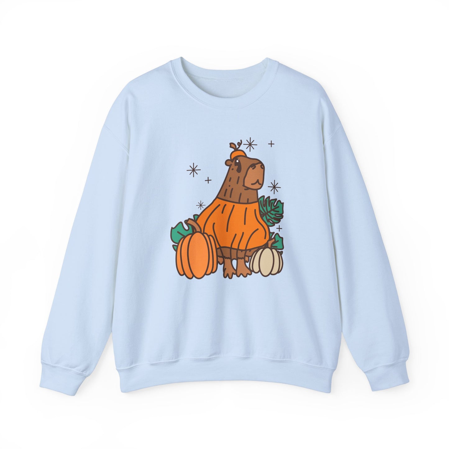 Capybara Pumpkin Spooky Season Pullover Sweatshirt | Pumpkin Crewneck Adult Unisex Fit Sweatshirt