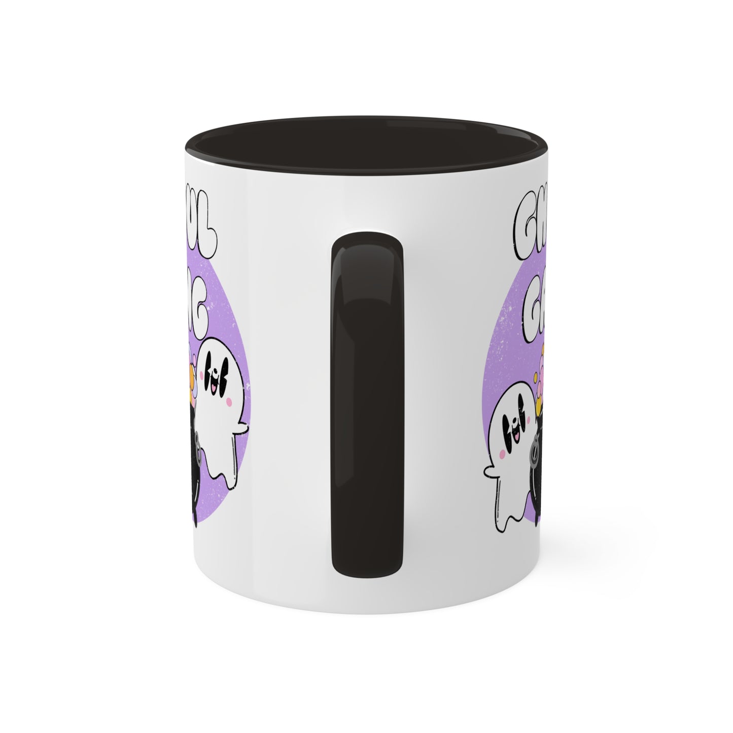 Ghoul Gang Retro Ghost Spooky Season Mug | Fall Coffee Mug with color inside and color handles