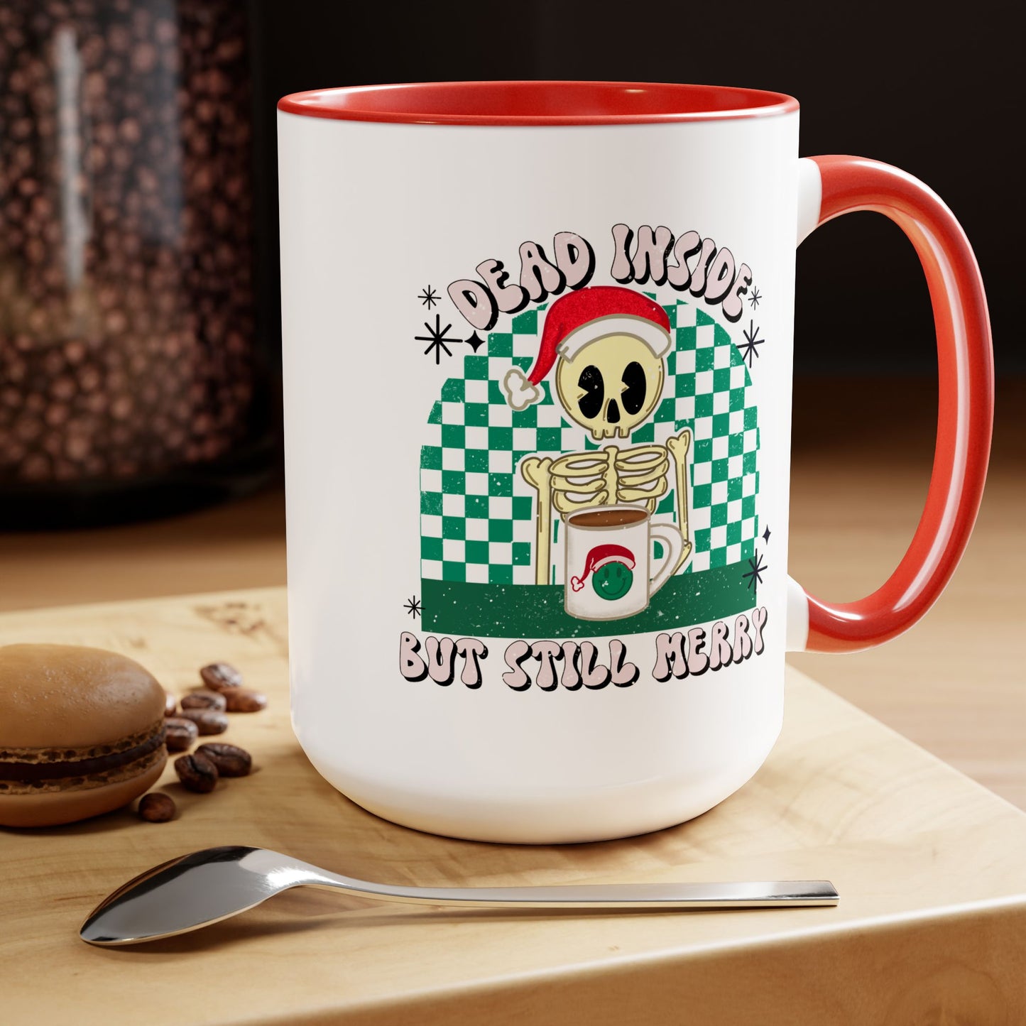 Dead Inside But Still Merry Christmas Coffee Mug | Skeleton Xmas Mug | Dark Humor Gift | Quirky Holiday Cup