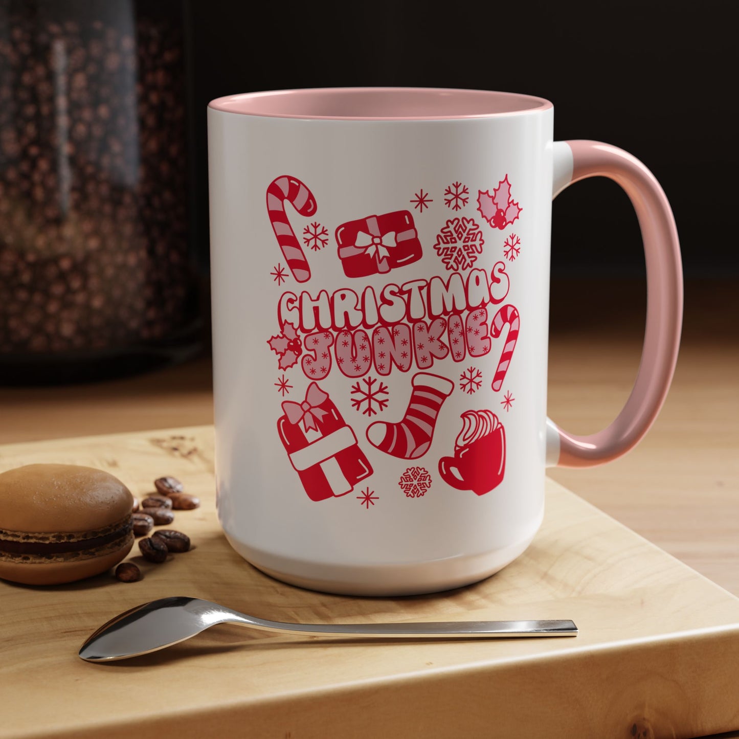 Christmas Junkie Pink Holiday Coffee Mug 11oz/15oz