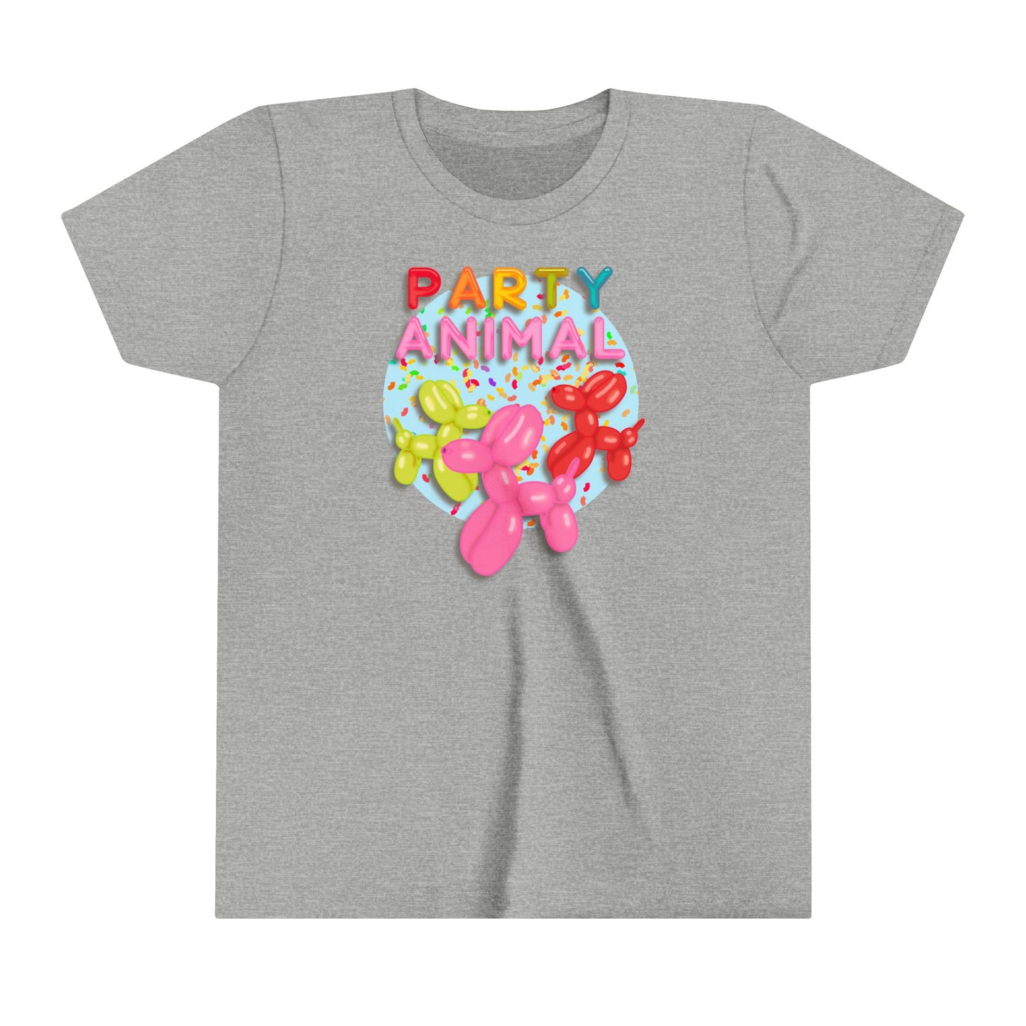 Kids Party Animal Balloon Birthday Graphic Tee - Fun Celebration Shirt for Children, Cute Animal Balloon Design, Birthday Gift Shirt