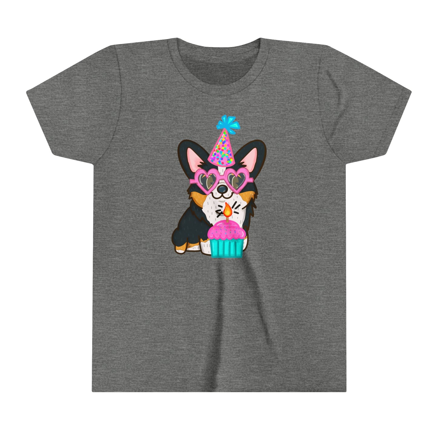 Kids Birthday Black Corgi Dog T-Shirt | Birthday Cake Shirt | Birthday Gift | Youth Corgi Graphic Tee | Kid Dog Lover Tee | Corgi Family Tee