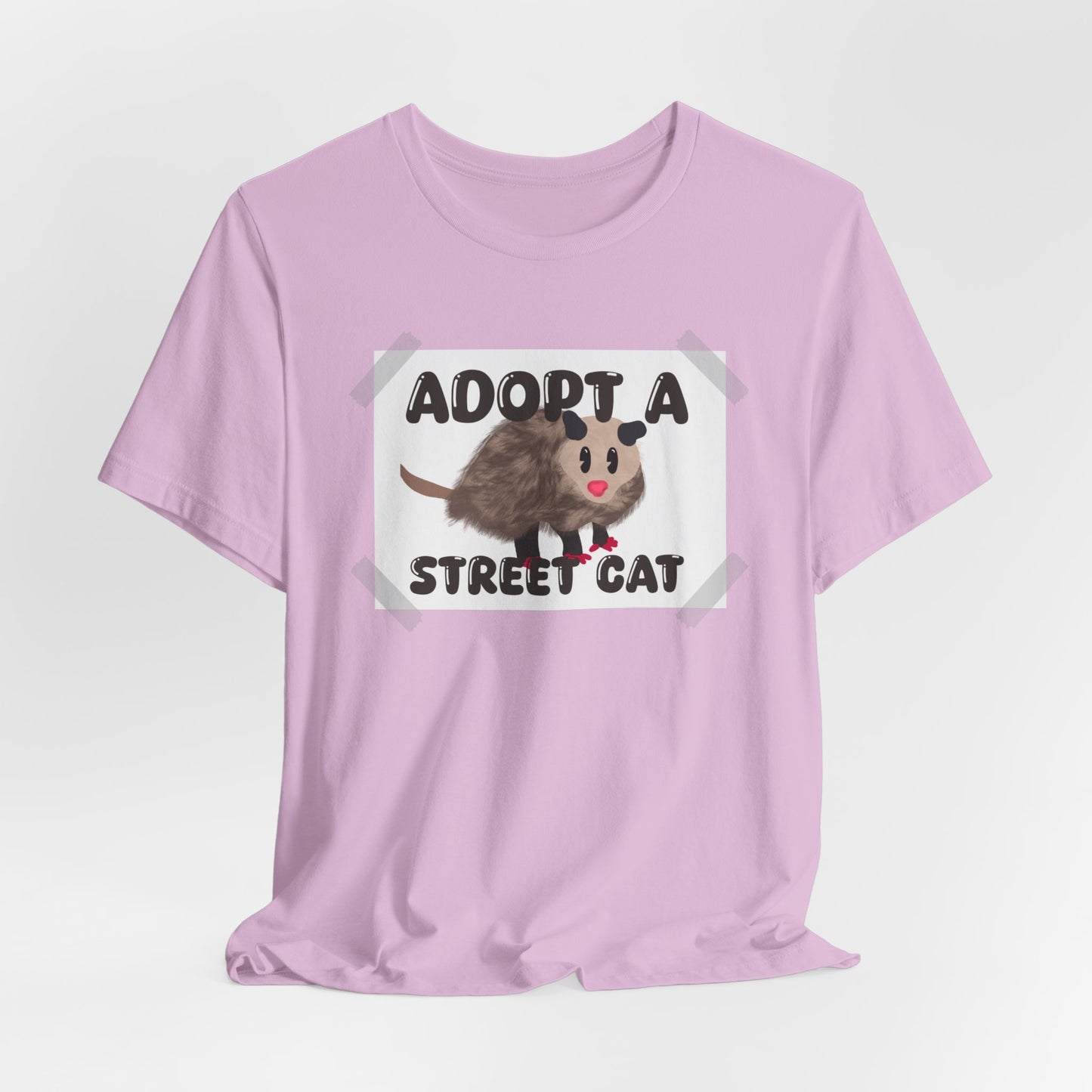 Adopt a Street Cat Graphic Tee with Possum - Animal Rescue T-Shirt, Cat Lover Gift, Cute Pet Adoption Shirt, Wildlife Advocate Apparel