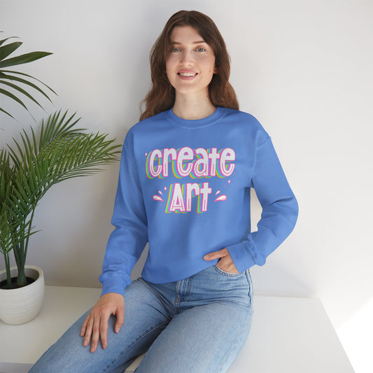 Create Art Unisex Heavy Blend Crewneck Sweatshirt | Art Colorful Sweater | Art Teacher Pullover | Artist Sweatshirt | Teacher Apparel