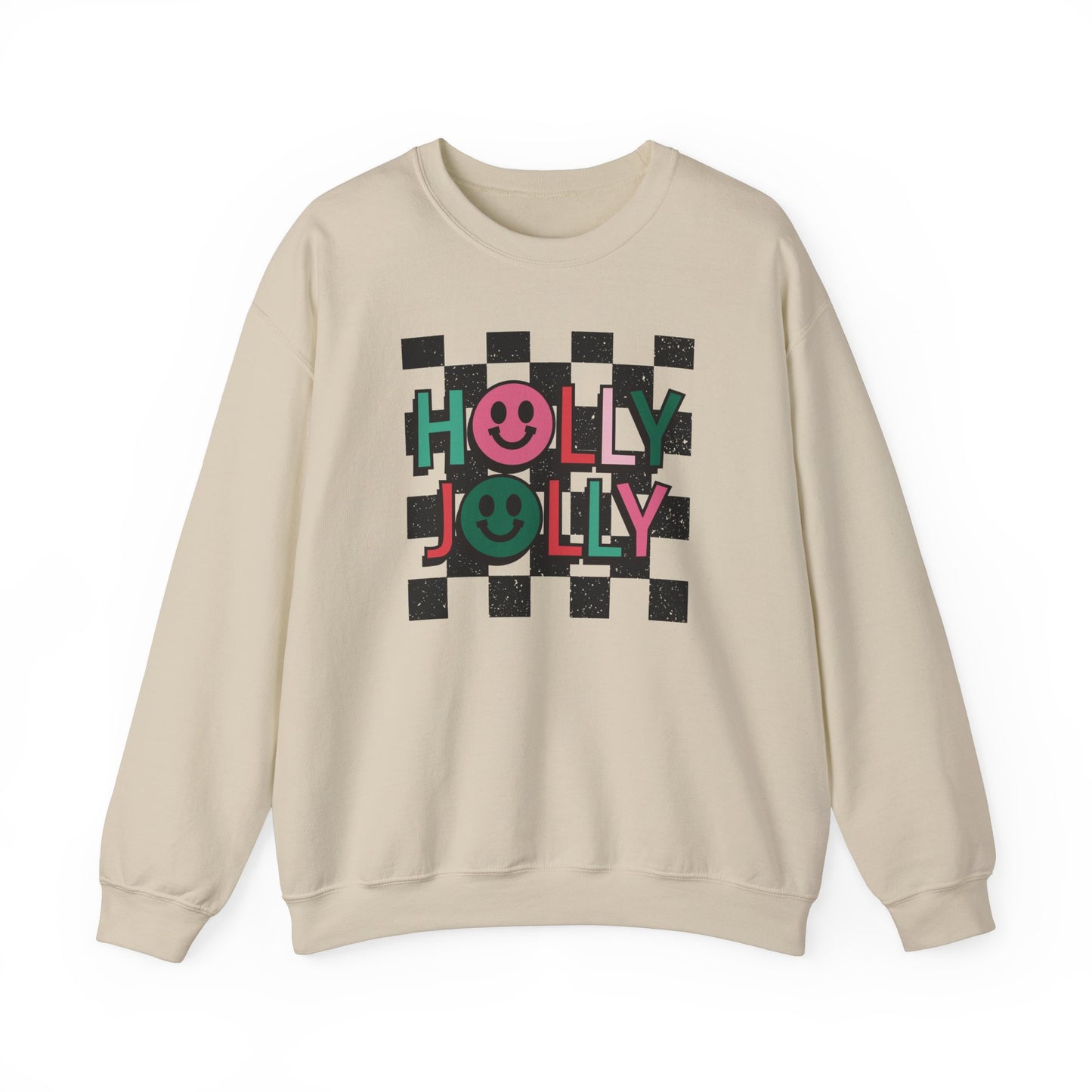 Holly Jolly Christmas Happy Face Retro Sweatshirt