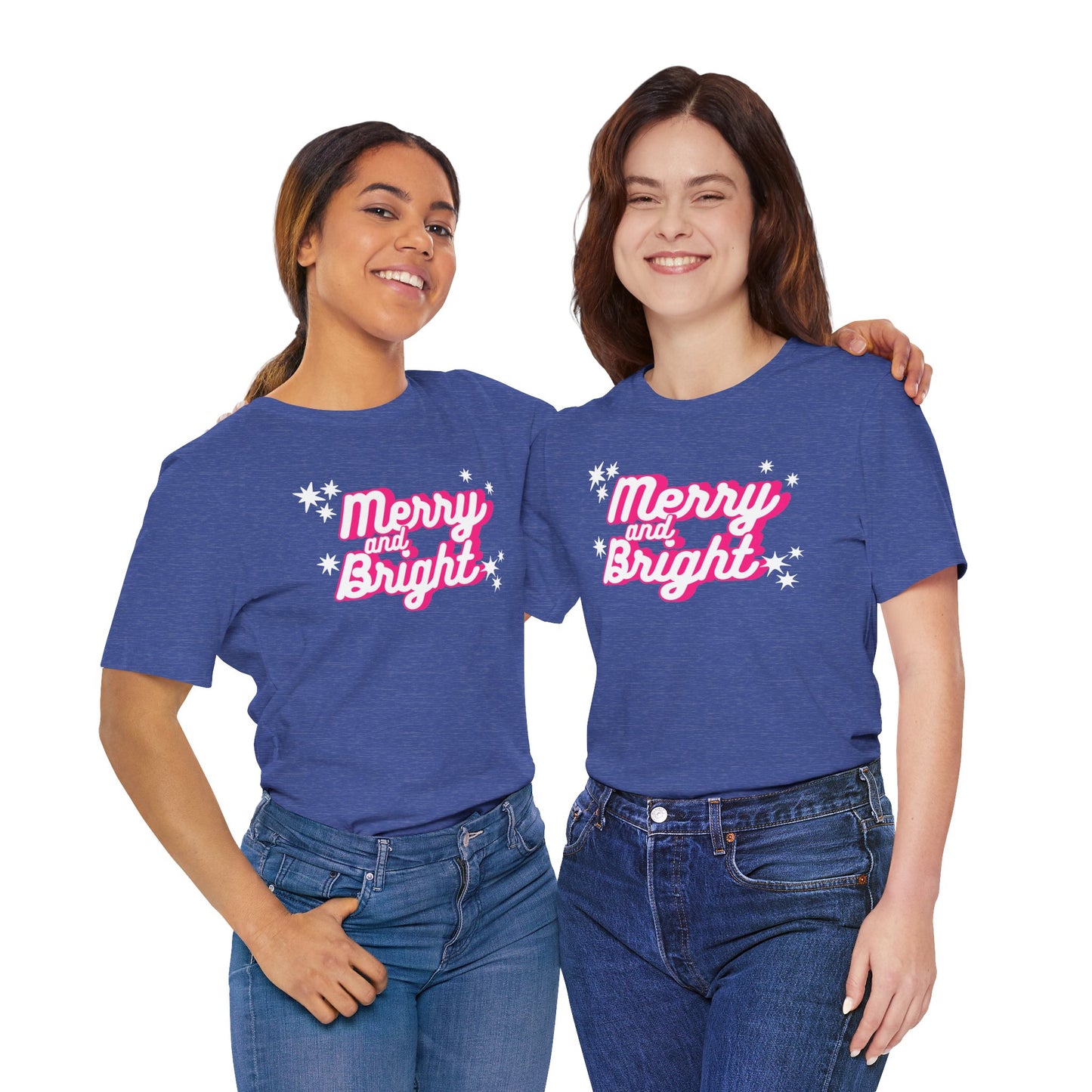 Pink Merry and Bright Groovy Christmas Shirt | Festive Holiday Apparel | Pink Retro Christmas Graphic Tee | Trendy Christmas T-Shirt