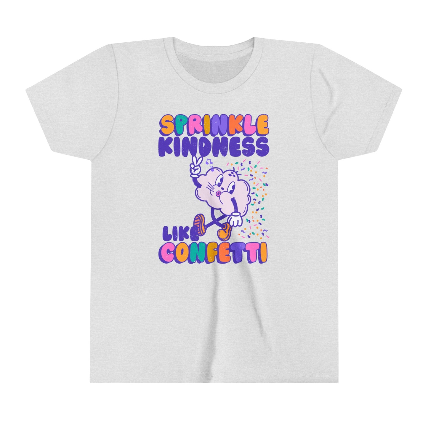 Kids Sprinkle Kindness Like Confetti Retro Tee | Inspirational Youth T-Shirt | Positive Vibes Kid Shirt | Kindness Kid Tee | Cloud tee