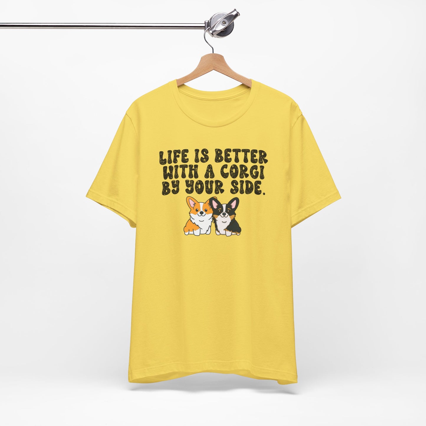 Life is Better with a Corgi By Your Side Graphic Tee - Cute Corgi Lover Shirt, Dog Owner Gift, Pet Lover Apparel, Unisex Casual Dog T-Shirt