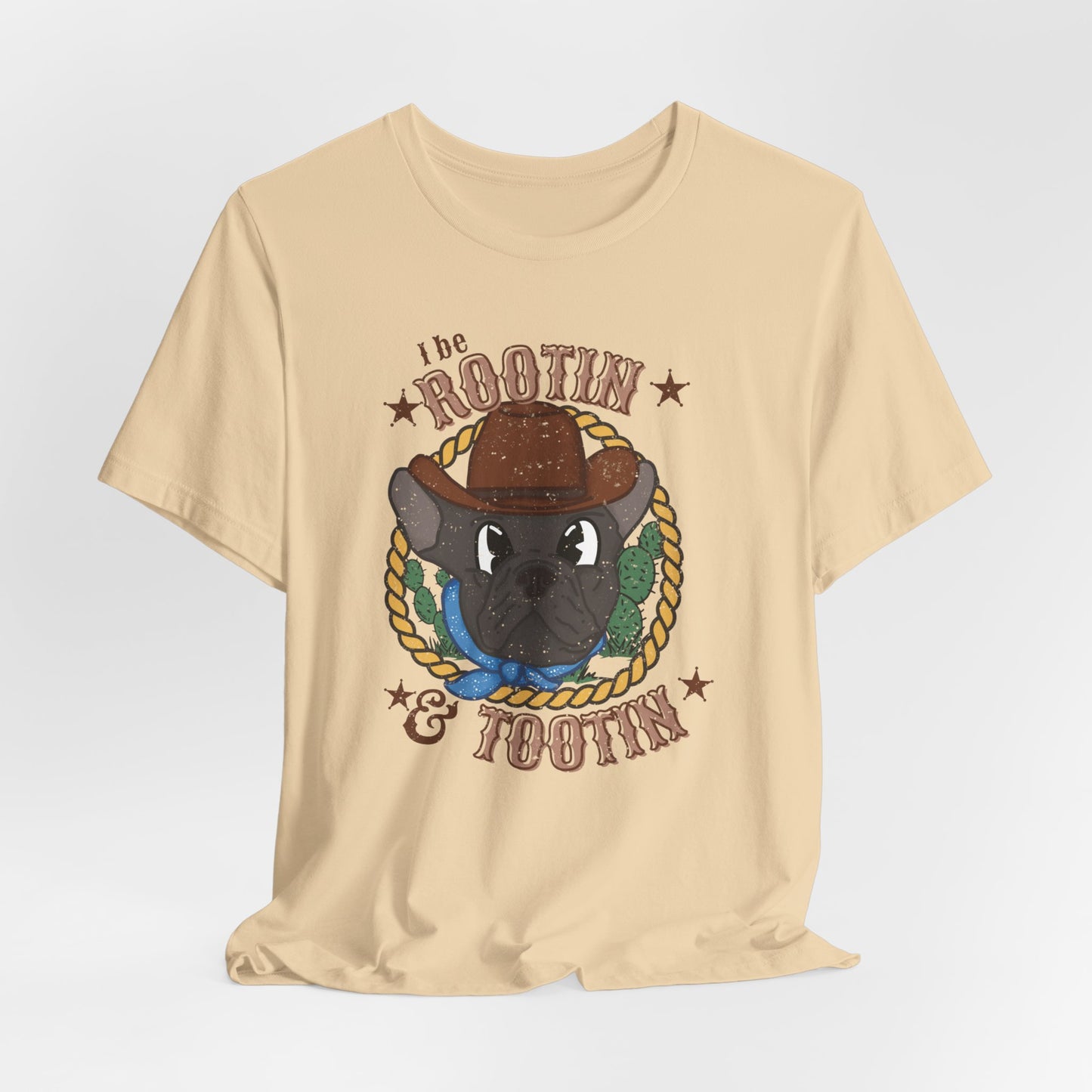 Cowboy French Bulldog | Western Rootin Tootin Frenchie graphic tee | Dog Lover Graphic Shirt | Cowboy Themed Tee | French Bulldog Gifts