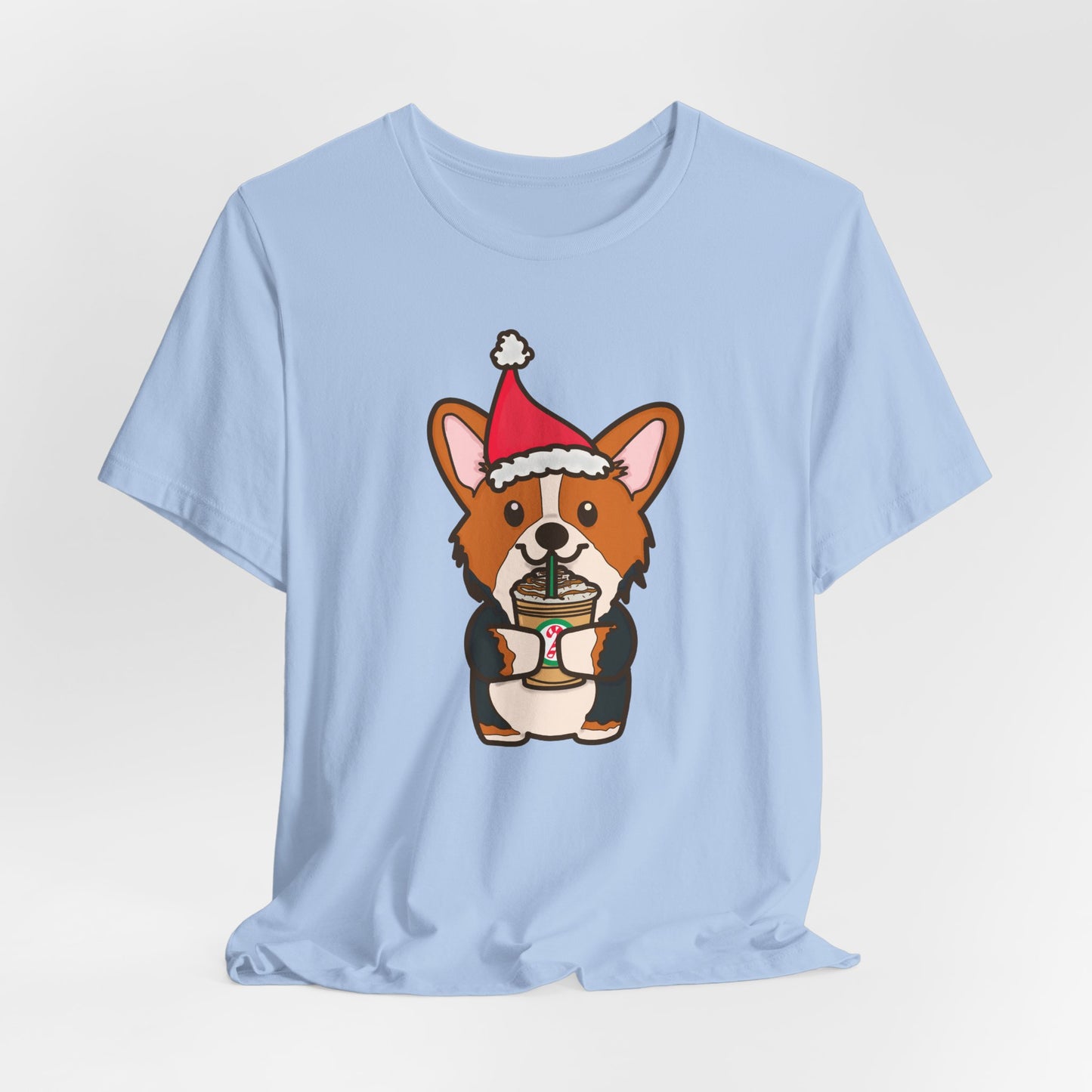 Christmas Red Tri-Color Corgi Dog  T-shirt | Dog Christmas Shirt | Matching Christmas Shirts | Ladies Christmas Tee | Family Christmas Holiday Shirt