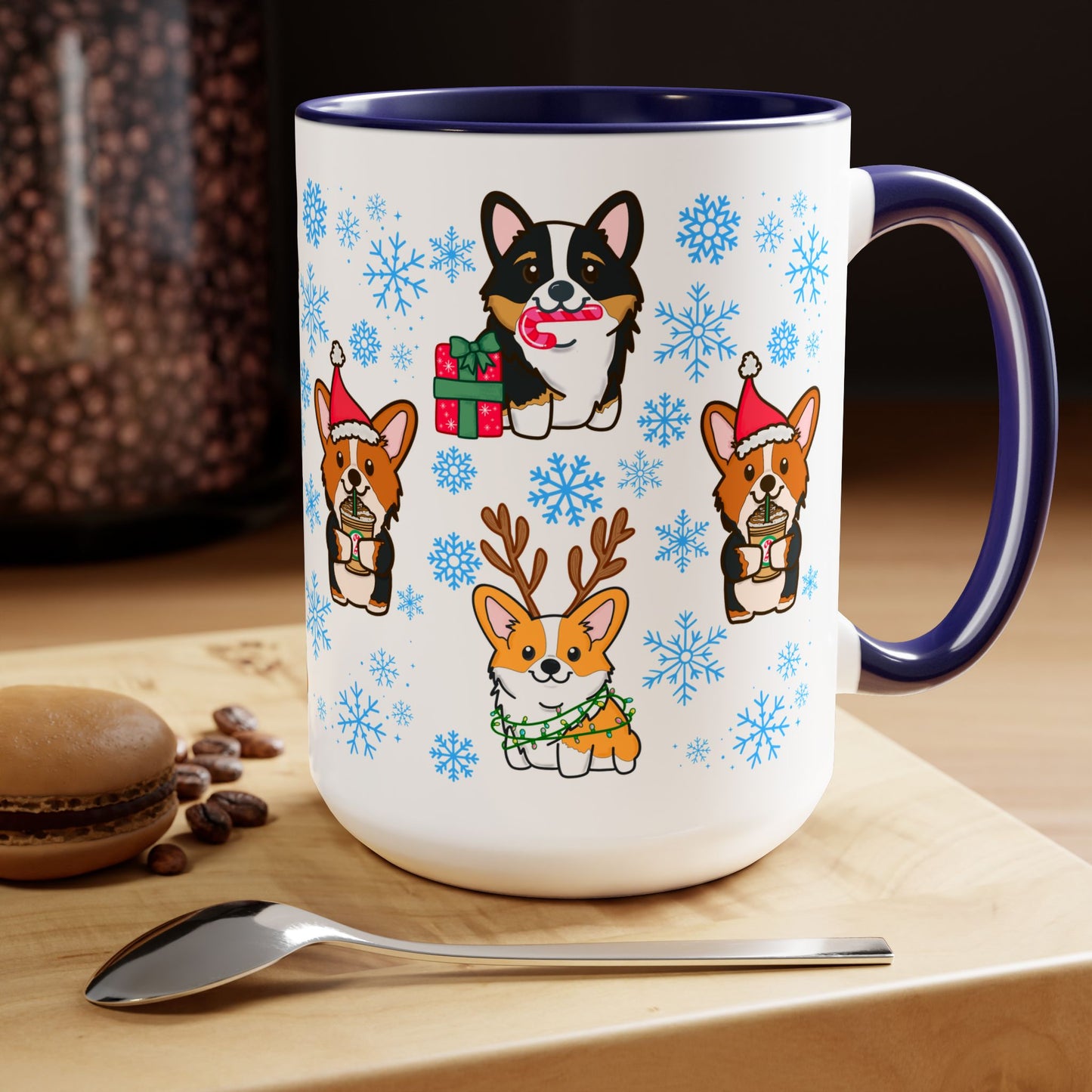 Merry Corgi Christmas Coffee Mug | Corgi Dog X-Mas Mug | Christmas Movie Watching Mug | Christmas Eve Gifts | Hot Cocoa Mug