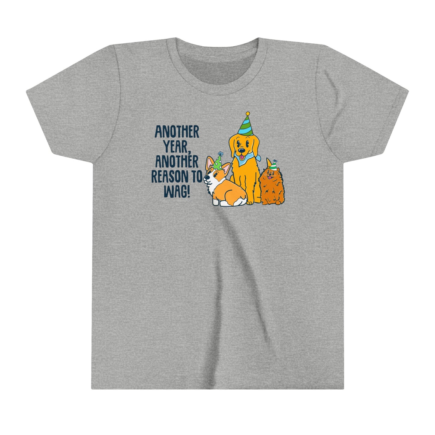 Kids Birthday Tee with Dogs - Another Year, Another Reason to Wag Shirt, Cute Dog Lover Gift, Children's Graphic T-Shirt, Pet Theme Apparel