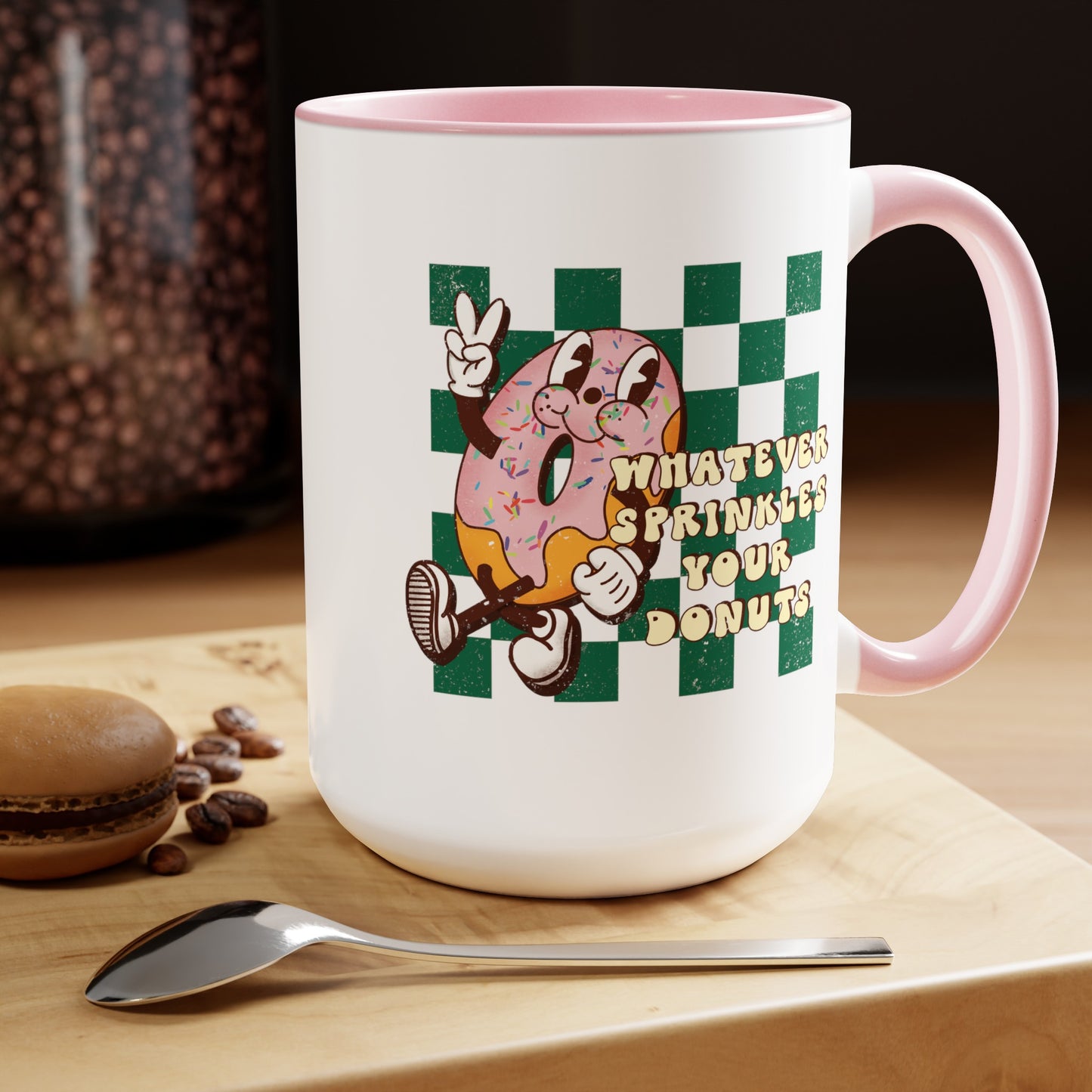 Whatever Sprinkles Your Donuts Coffee Mug with Donut Illustration | Gift for Coffee Lovers | Retro Doughnut mug