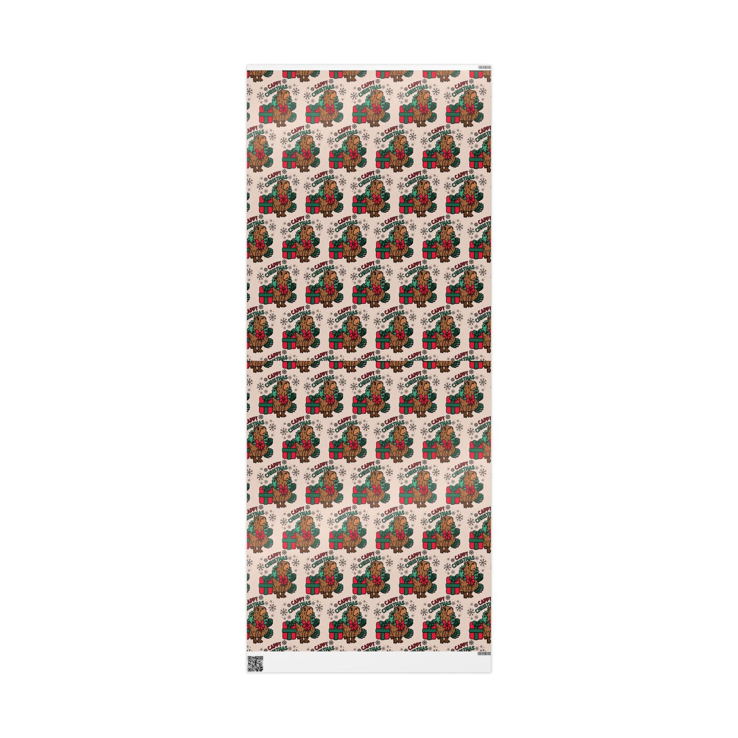 Cappy Christmas Capybara Wrapping Paper - Cute Holiday Gift Wrap, Festive Capybara-Themed Wrapping Paper, Unique Animal Lover Gift Wrap, Christmas Packaging