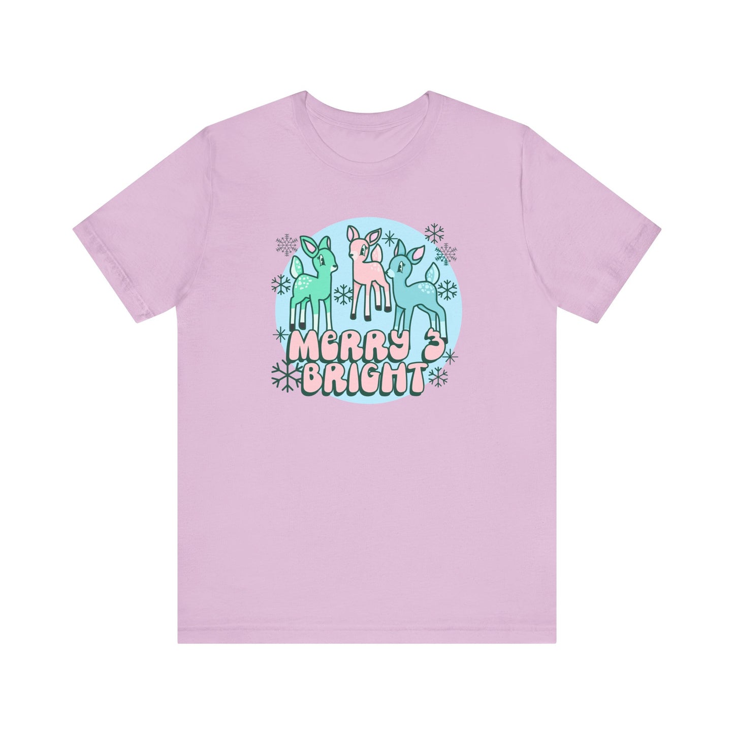 Pink Merry and Bright Reindeer Christmas Tee