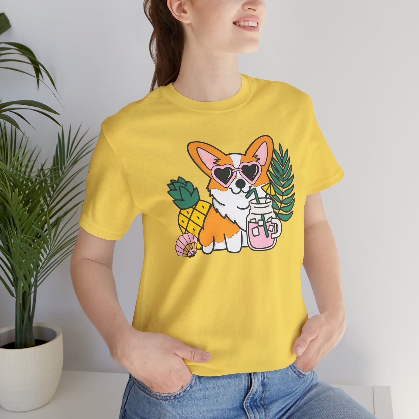 Summer Corgi Unisex Graphic Tee | Ladies Summer Break Tee | Beach Dog T-Shirt | Corgi Lover Gift | Pool Party Shirt | Womens Corgi Shirt