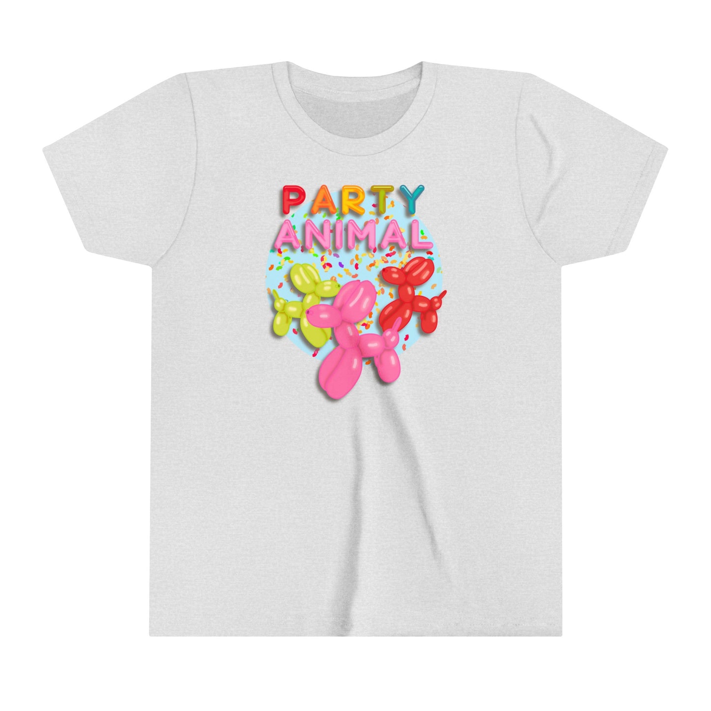 Kids Party Animal Balloon Birthday Graphic Tee - Fun Celebration Shirt for Children, Cute Animal Balloon Design, Birthday Gift Shirt