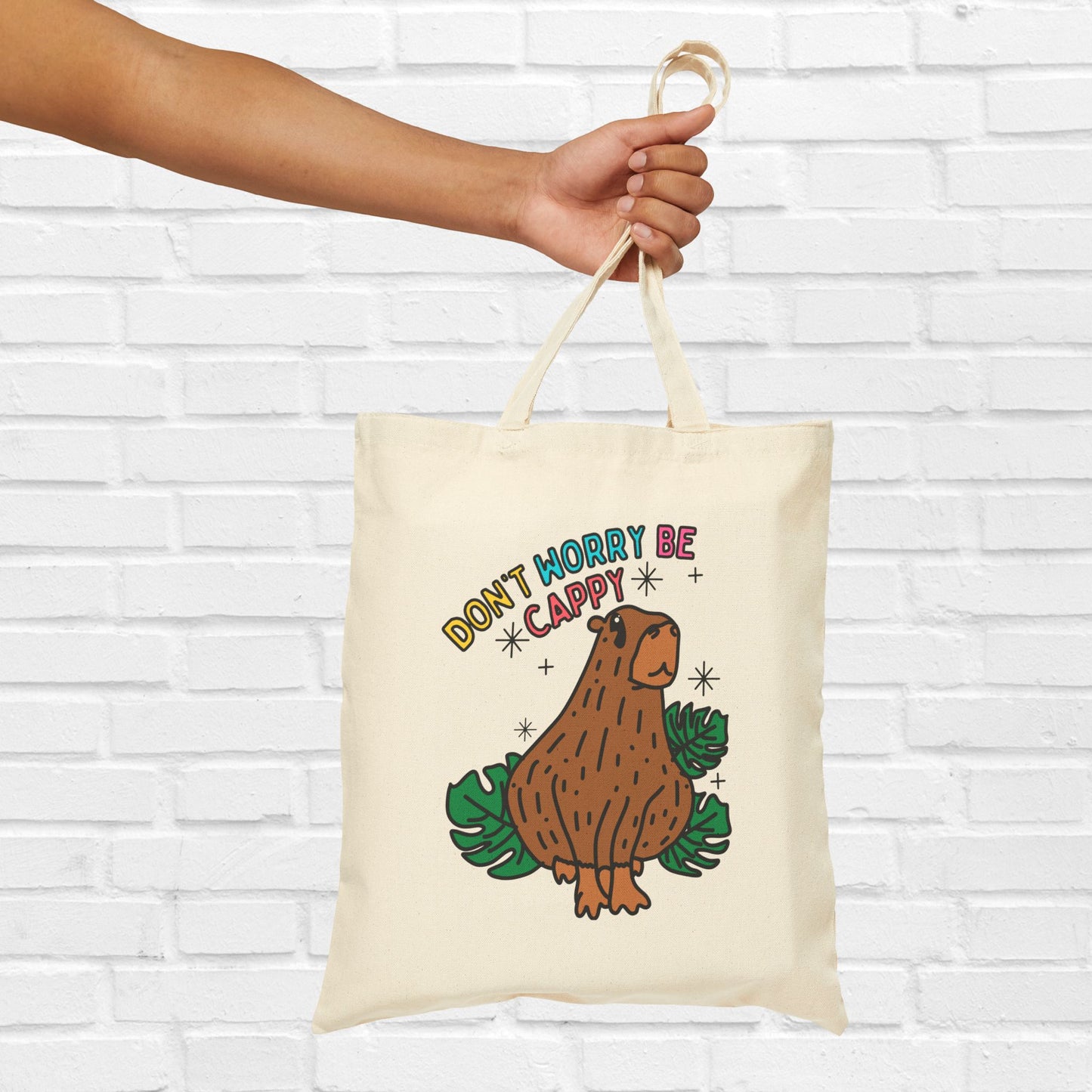 Capybara Inspirational Cotton Canvas Tote Bag