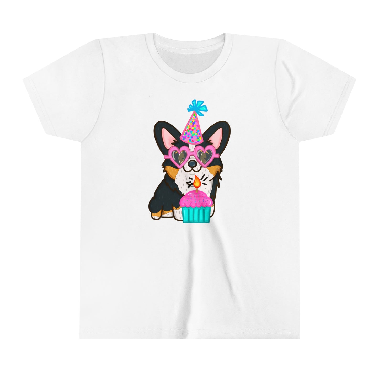 Kids Birthday Black Corgi Dog T-Shirt | Birthday Cake Shirt | Birthday Gift | Youth Corgi Graphic Tee | Kid Dog Lover Tee | Corgi Family Tee